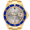 Rolex Submariner Yellow Gold Diamond Sapphire Serti Dial Watch 16618
