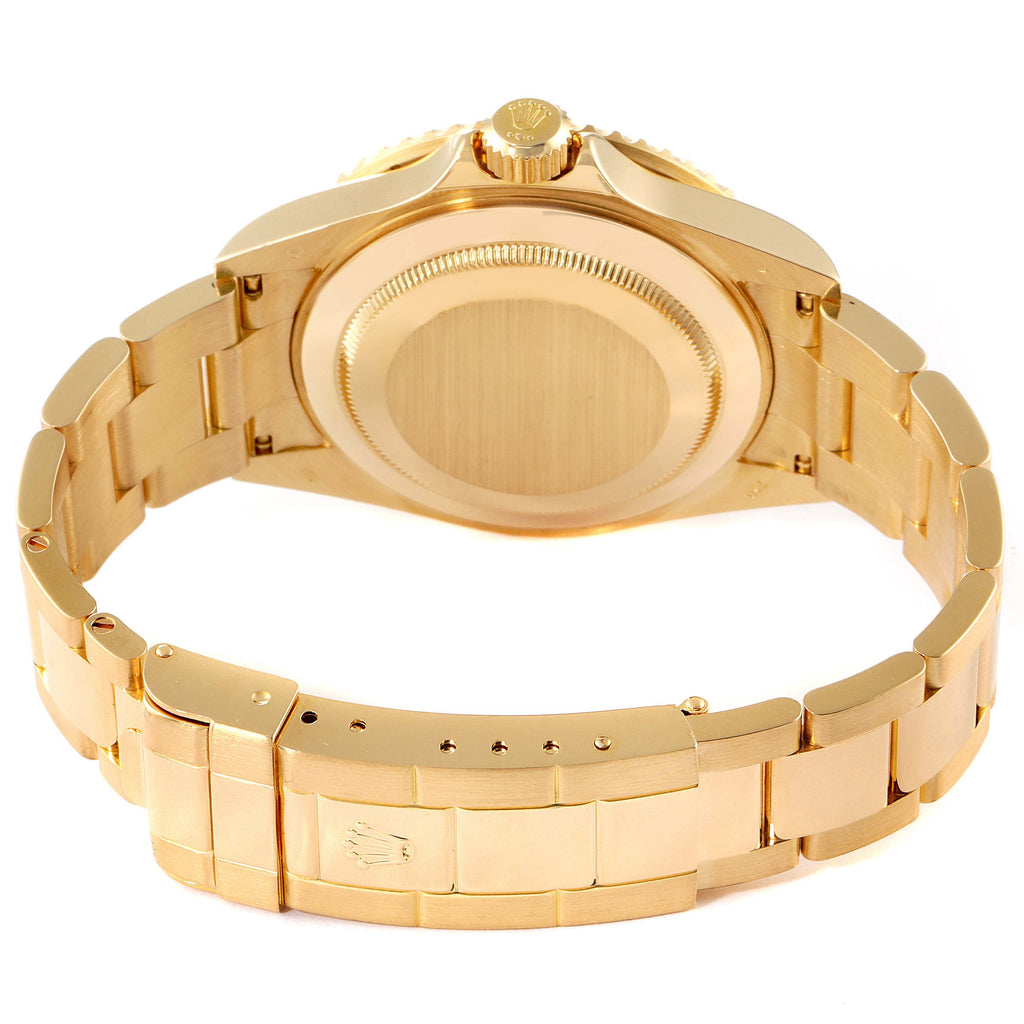 Rolex Submariner Yellow Gold Diamond Sapphire Serti Dial Watch 16618