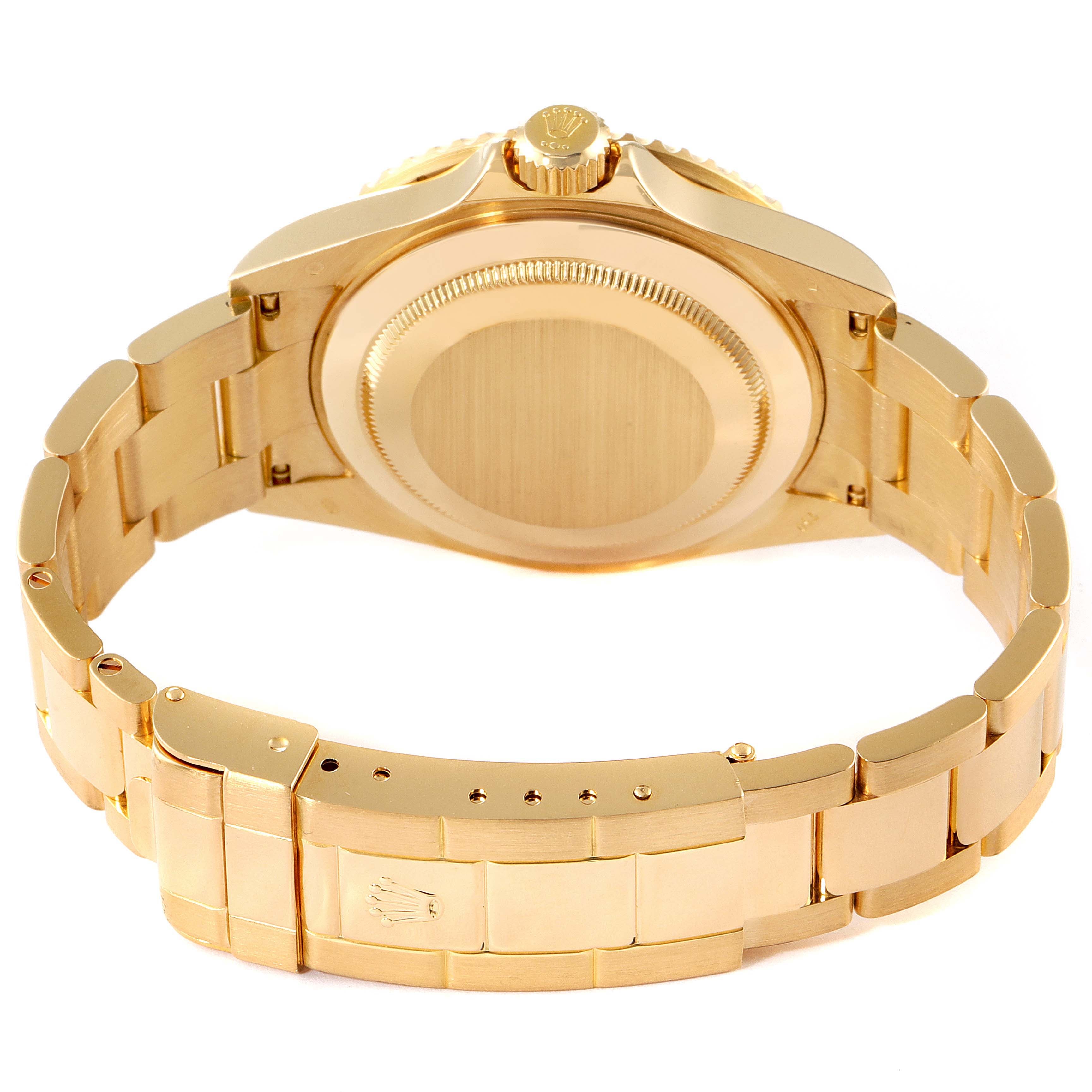Rolex Submariner Yellow Gold Diamond Sapphire Serti Dial Watch 16618