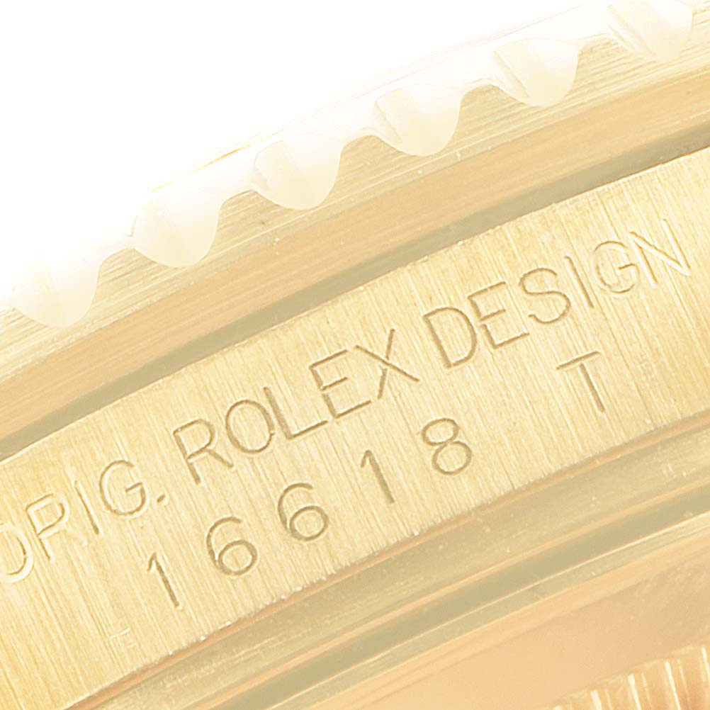 Rolex Submariner Yellow Gold Diamond Sapphire Serti Dial Watch 16618 Box Papers