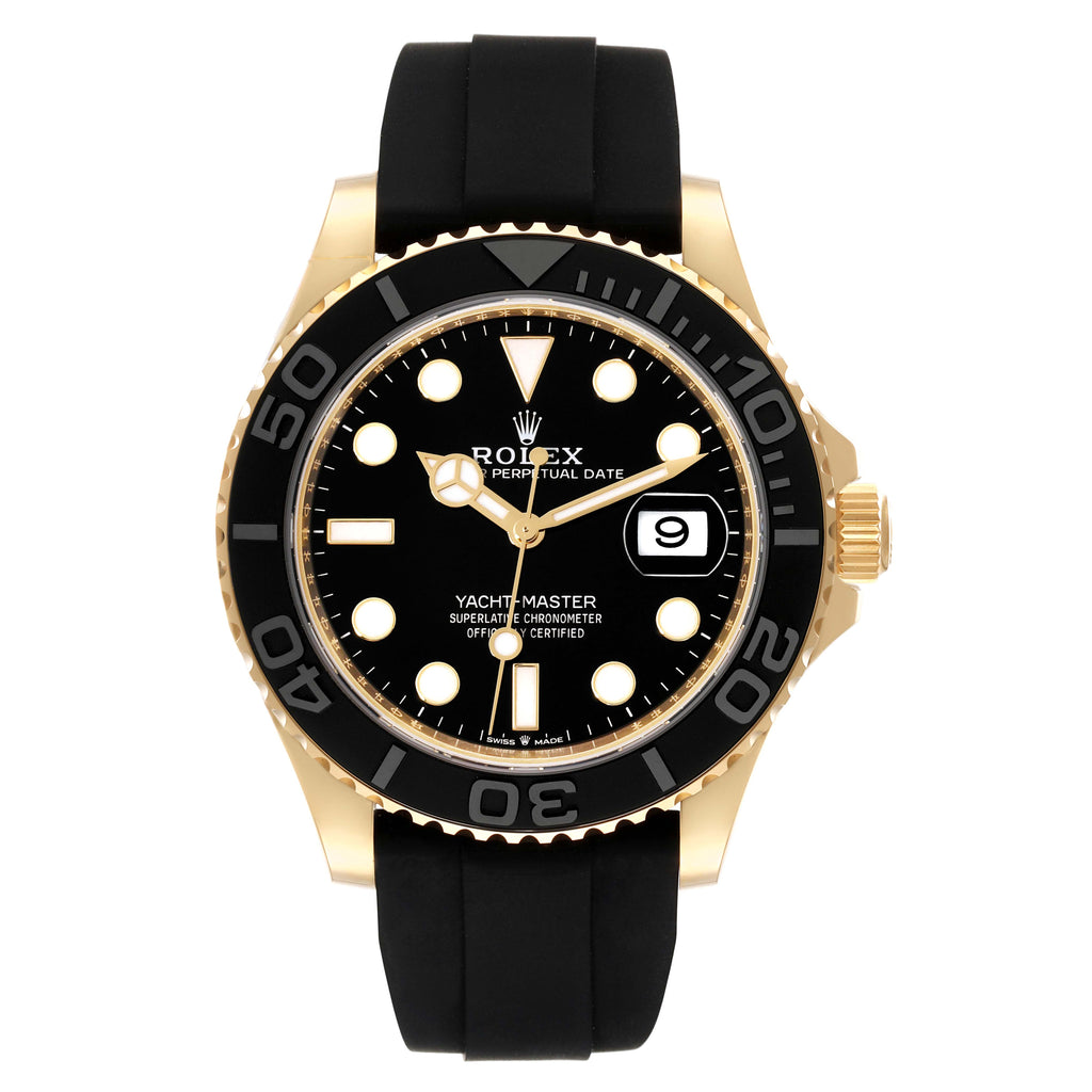 Rolex Yacht-Master Yellow Gold Oysterflex Bracelet Mens Watch 226658 Unworn