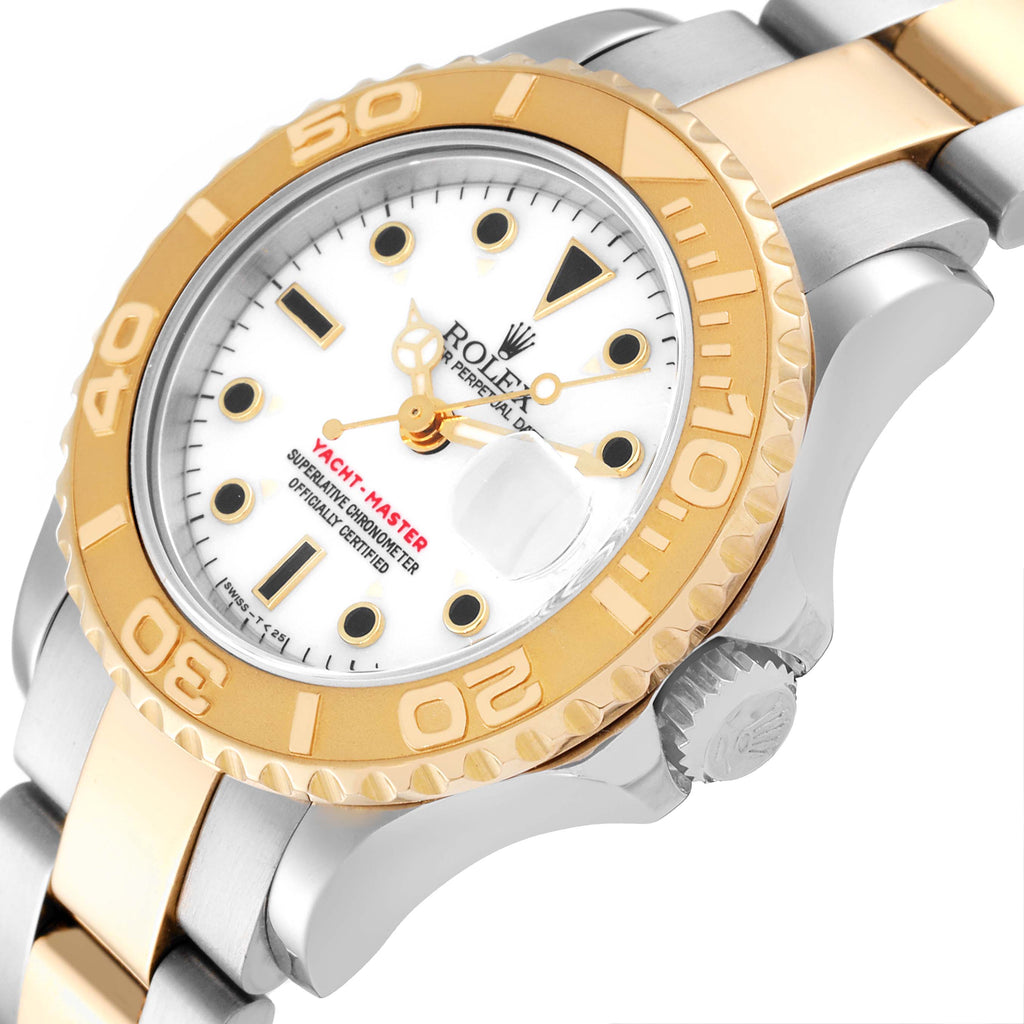 Rolex Yachtmaster 29 mm Steel Yellow Gold White Dial Ladies Watch 69623