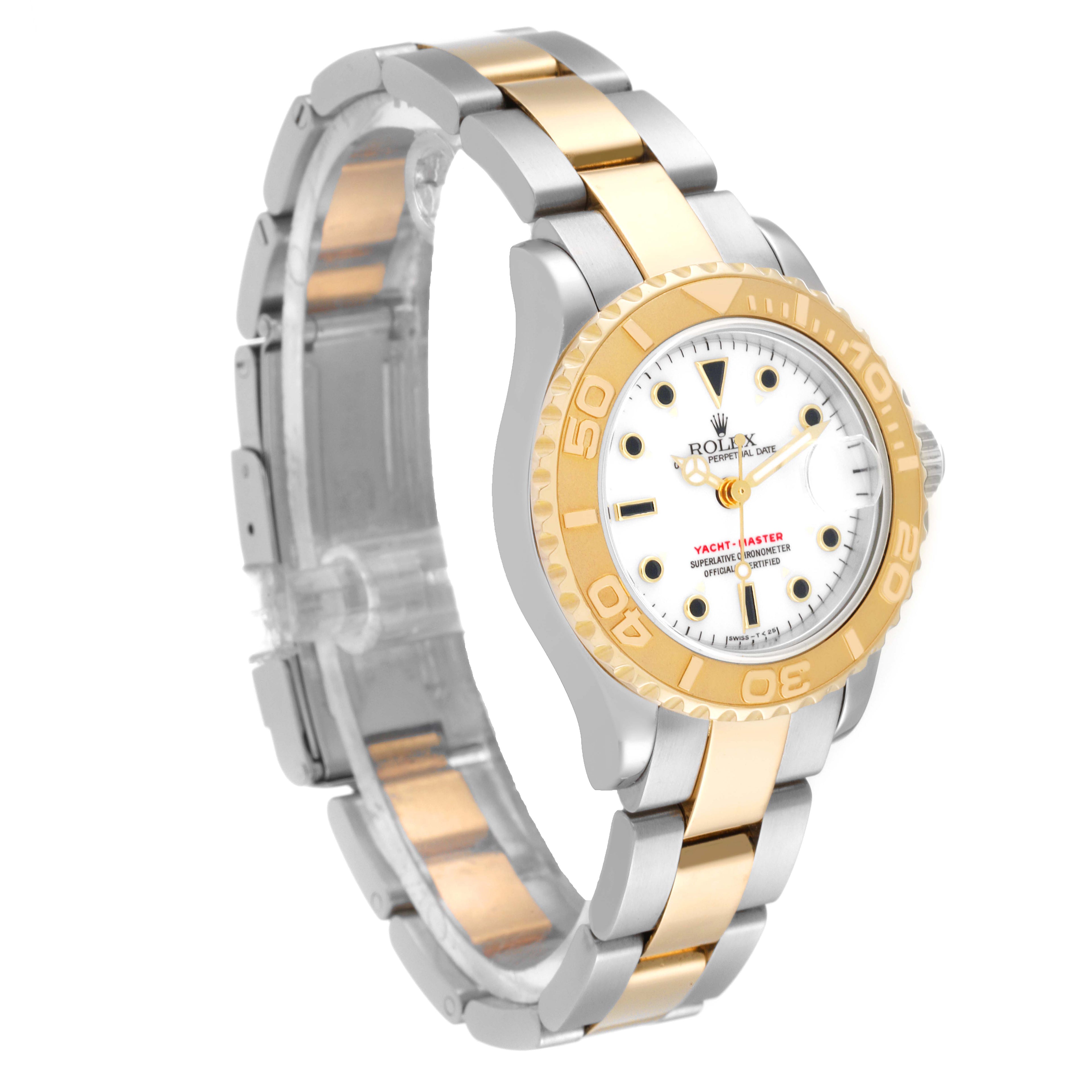 Rolex Yachtmaster 29 mm Steel Yellow Gold White Dial Ladies Watch 69623