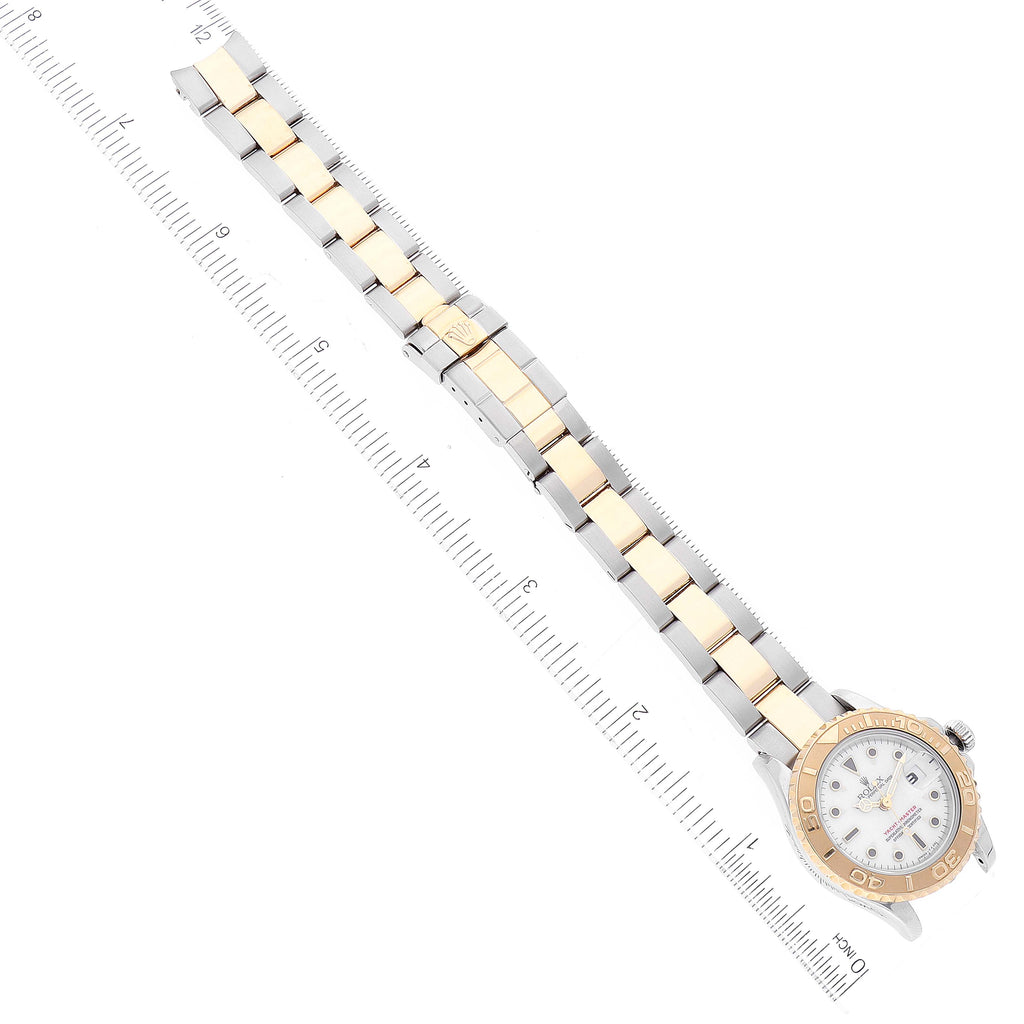 Rolex Yachtmaster 29 mm Steel Yellow Gold White Dial Ladies Watch 69623