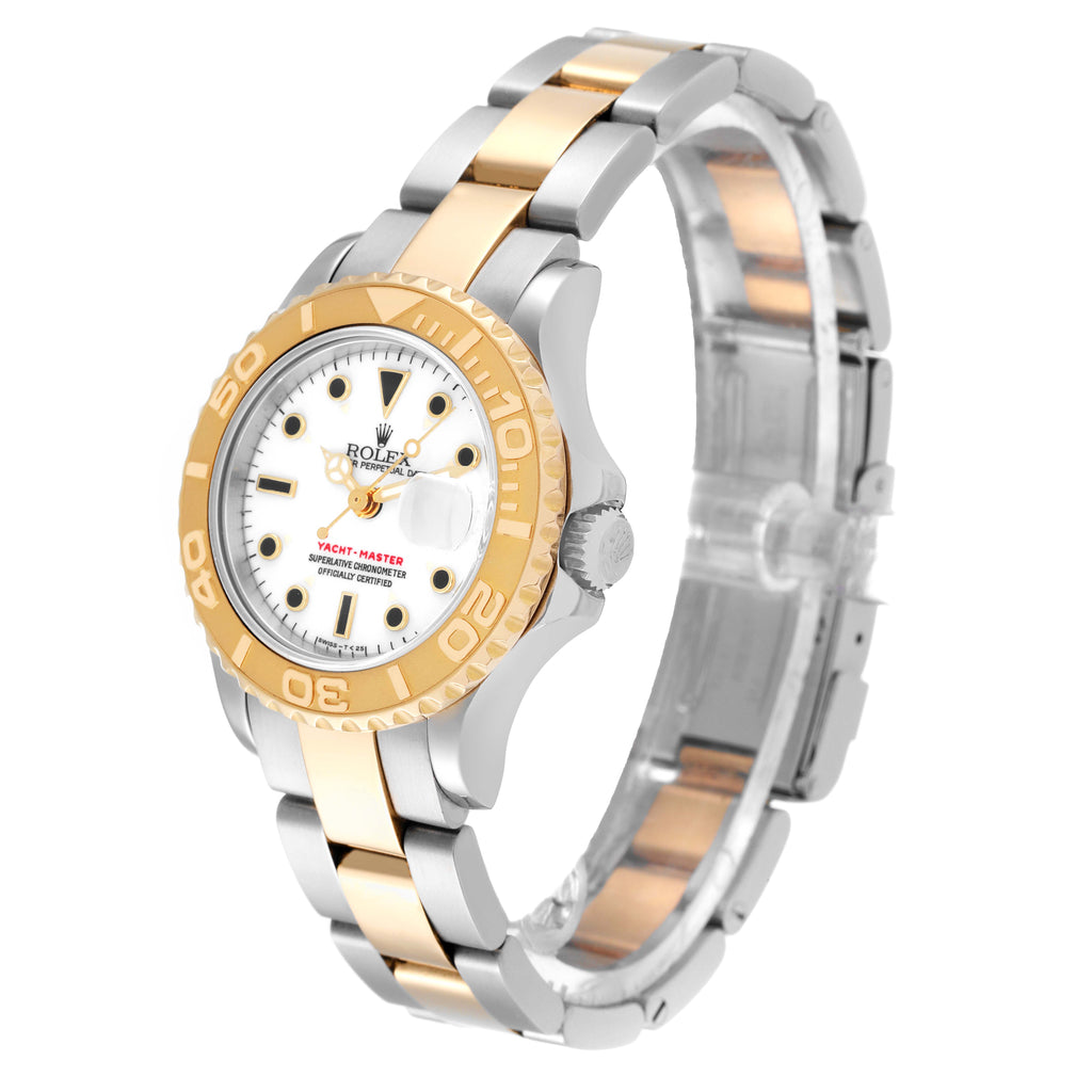 Rolex Yachtmaster 29 mm Steel Yellow Gold White Dial Ladies Watch 69623