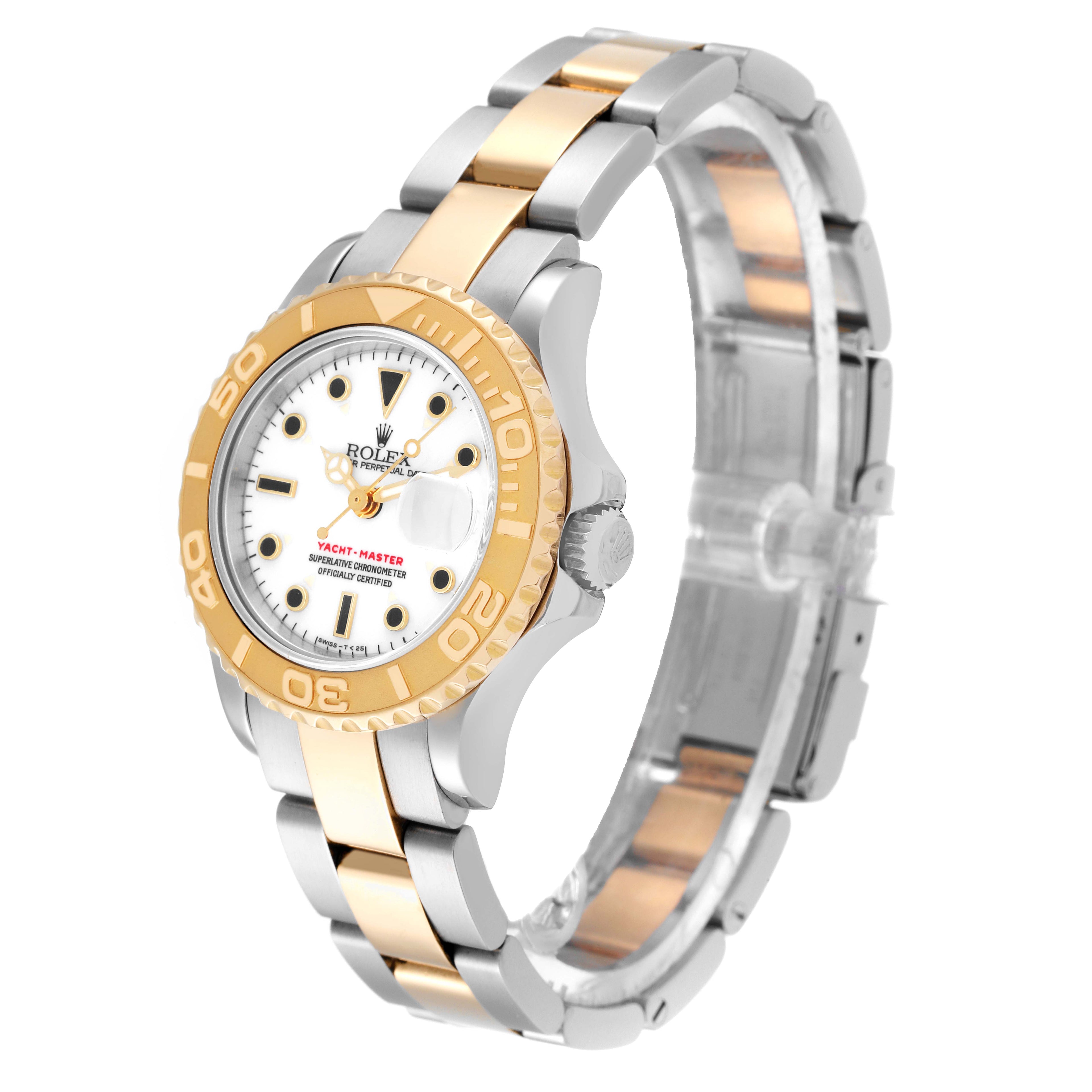 Rolex Yachtmaster 29 mm Steel Yellow Gold White Dial Ladies Watch 69623