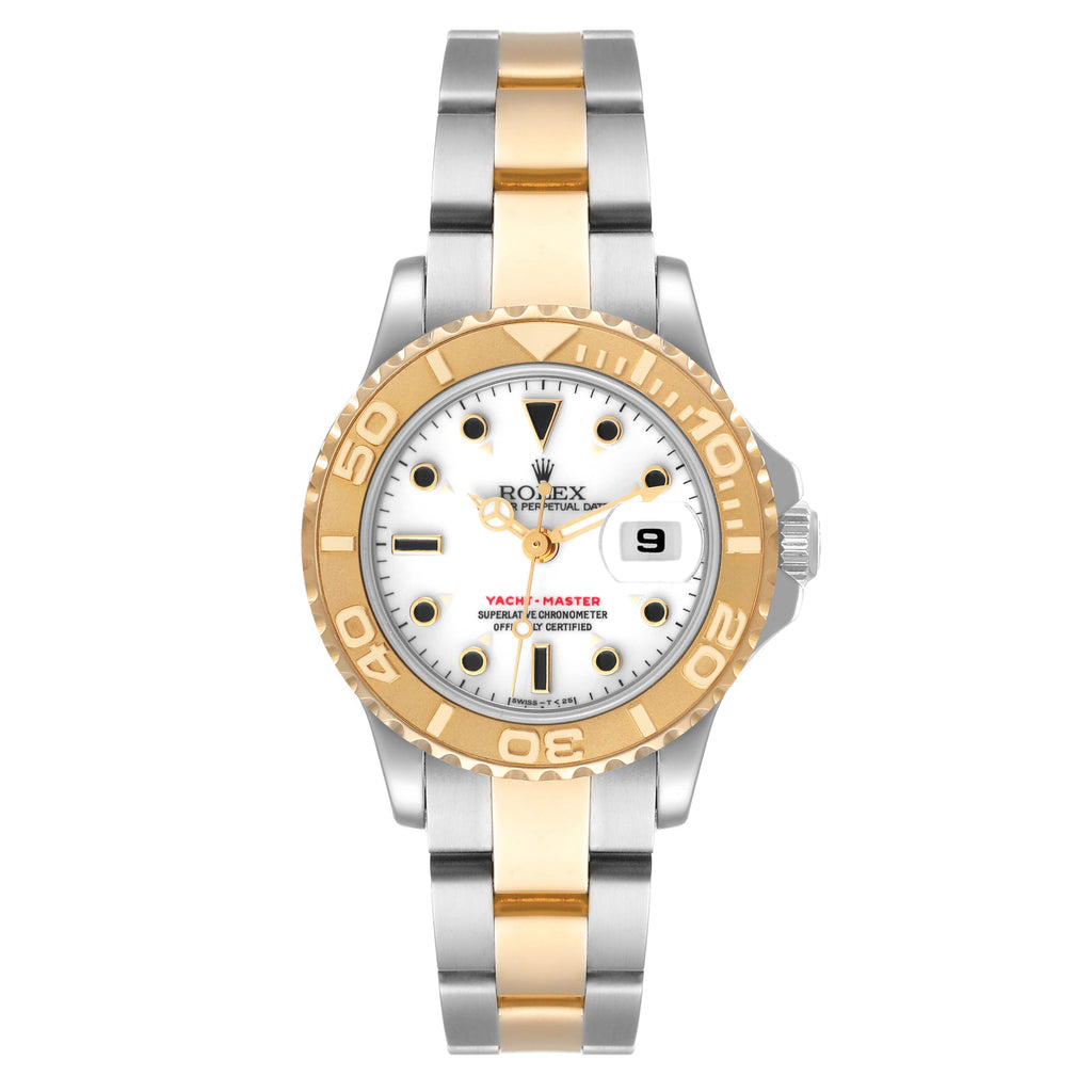 Rolex Yachtmaster 29 mm Steel Yellow Gold White Dial Ladies Watch 69623