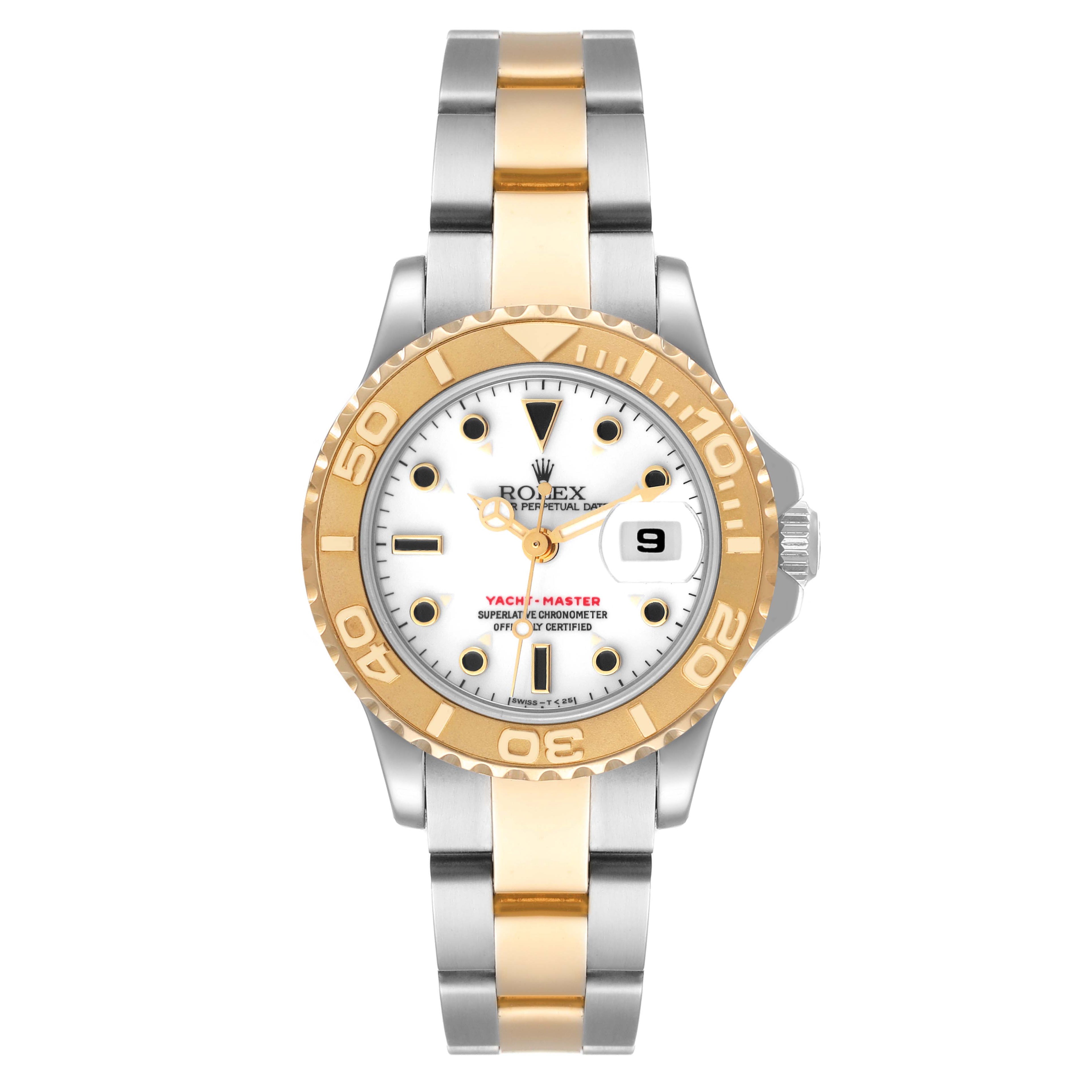 Rolex Yachtmaster 29 mm Steel Yellow Gold White Dial Ladies Watch 69623