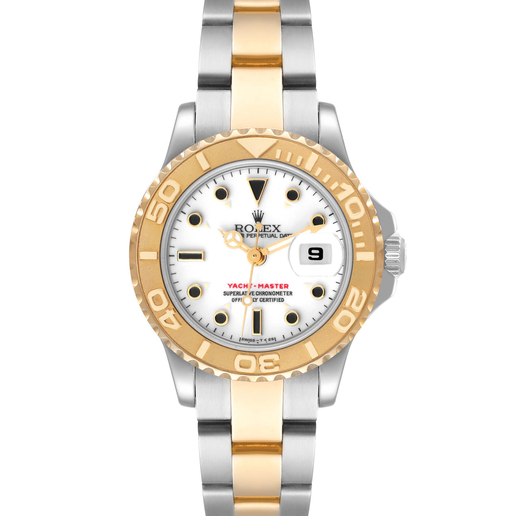 Rolex Yachtmaster 29 mm Steel Yellow Gold White Dial Ladies Watch 69623