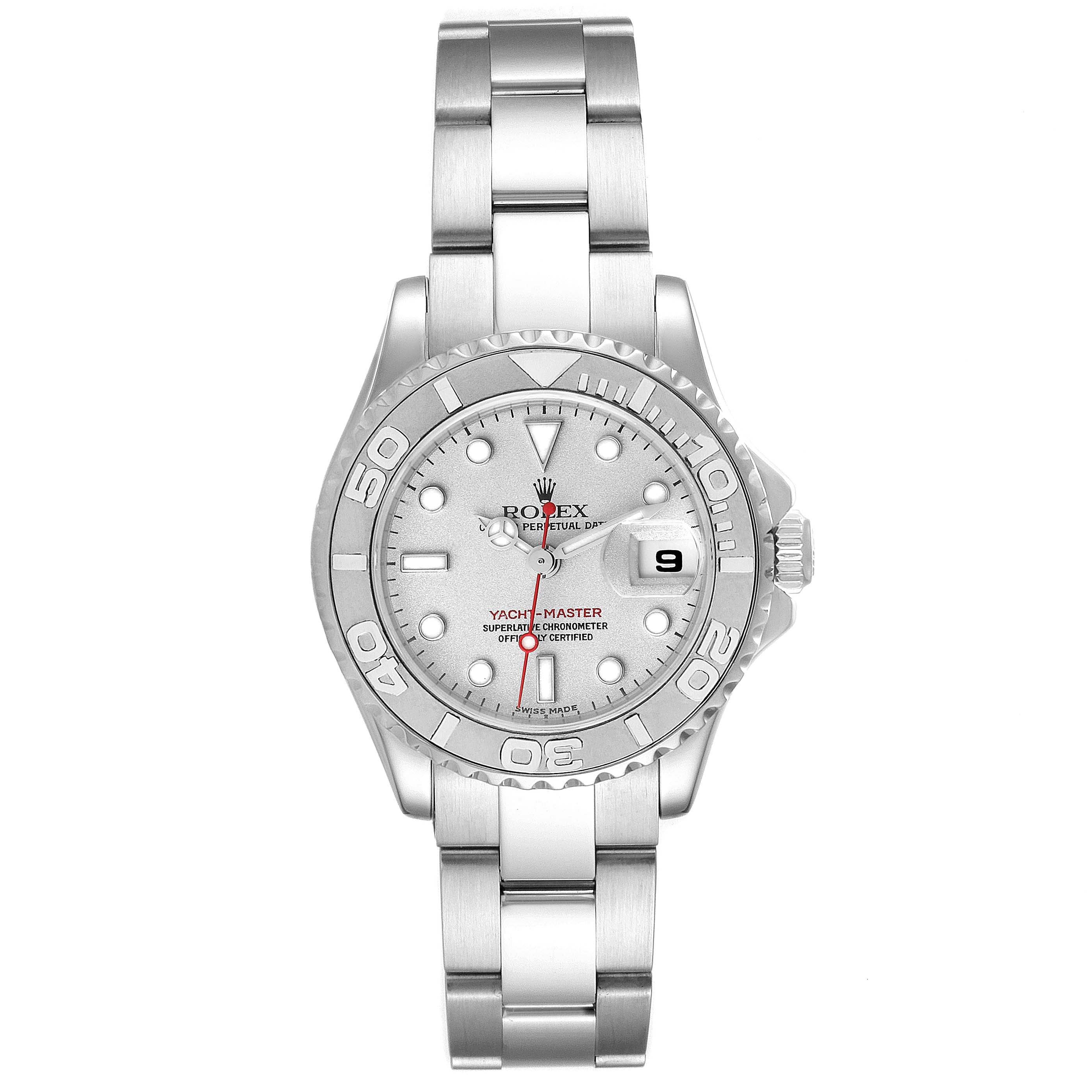 Rolex Yachtmaster 29 Steel Platinum Dial Bezel Ladies Watch 169622 Unworn