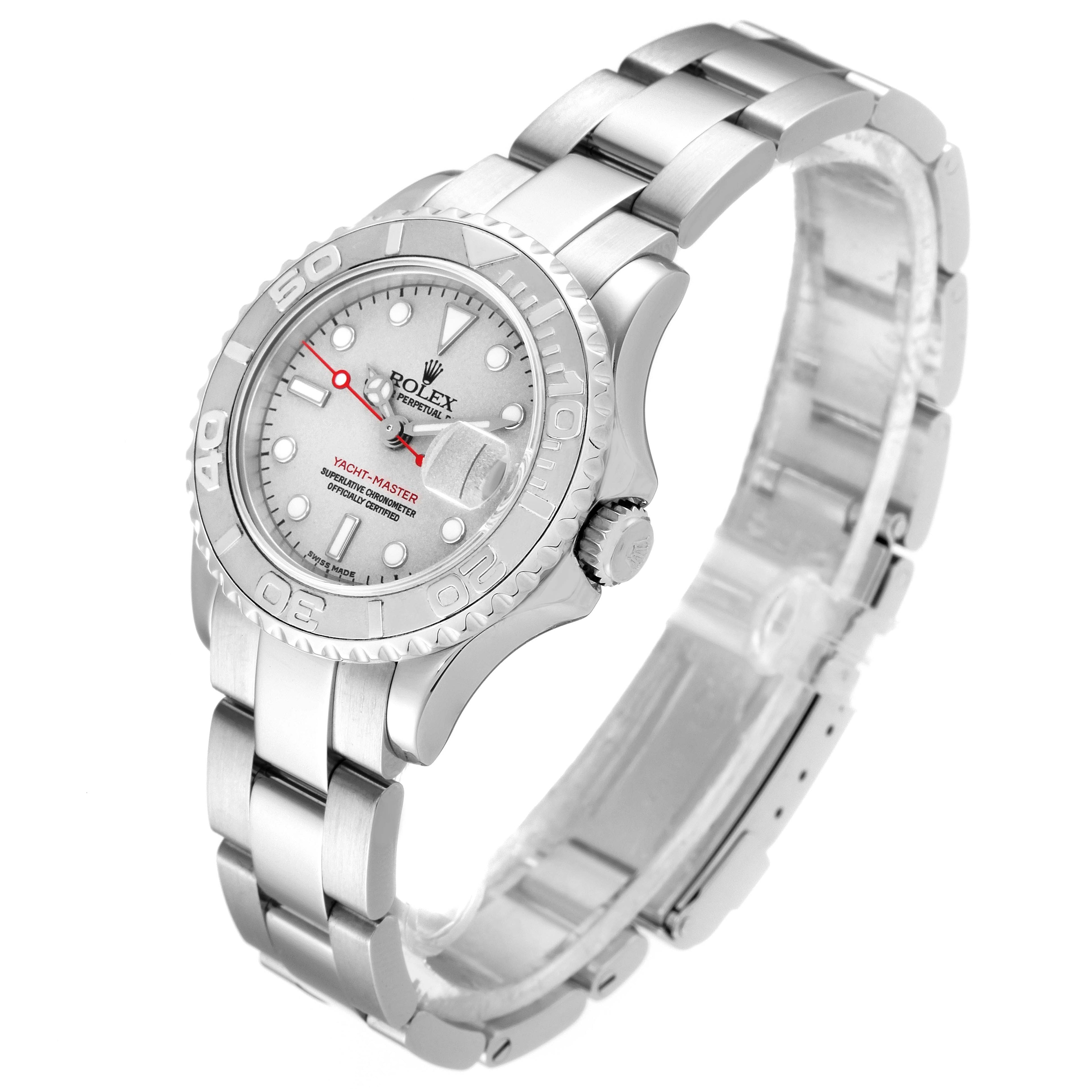 Rolex Yachtmaster 29 Steel Platinum Dial Bezel Ladies Watch 169622 Unworn