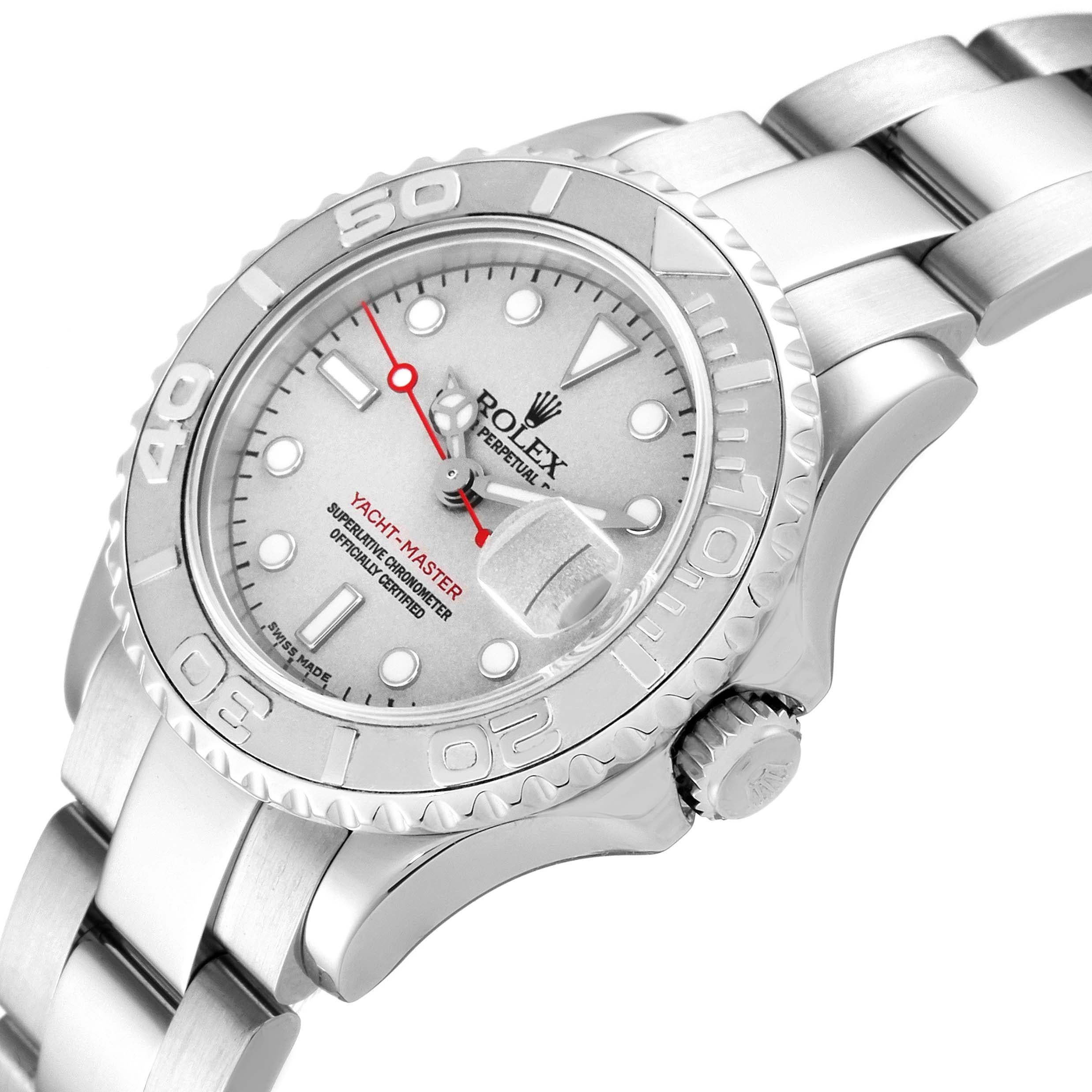 Rolex Yachtmaster 29 Steel Platinum Dial Bezel Ladies Watch 169622 Unworn