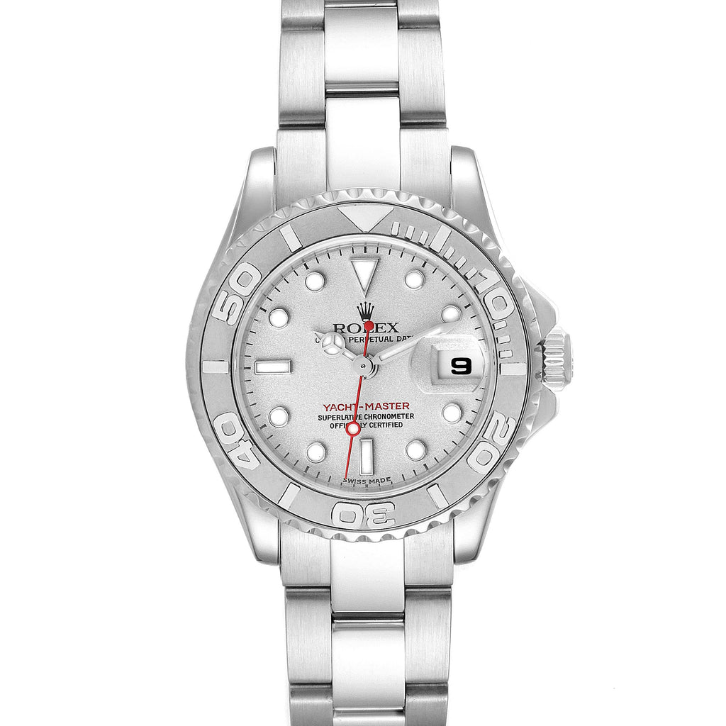 Rolex Yachtmaster 29 Steel Platinum Dial Bezel Ladies Watch 169622 Unworn