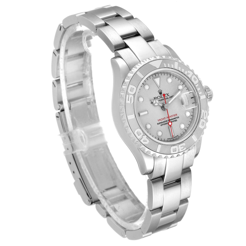 Rolex Yachtmaster 29 Steel Platinum Dial Bezel Ladies Watch 169622 Unworn