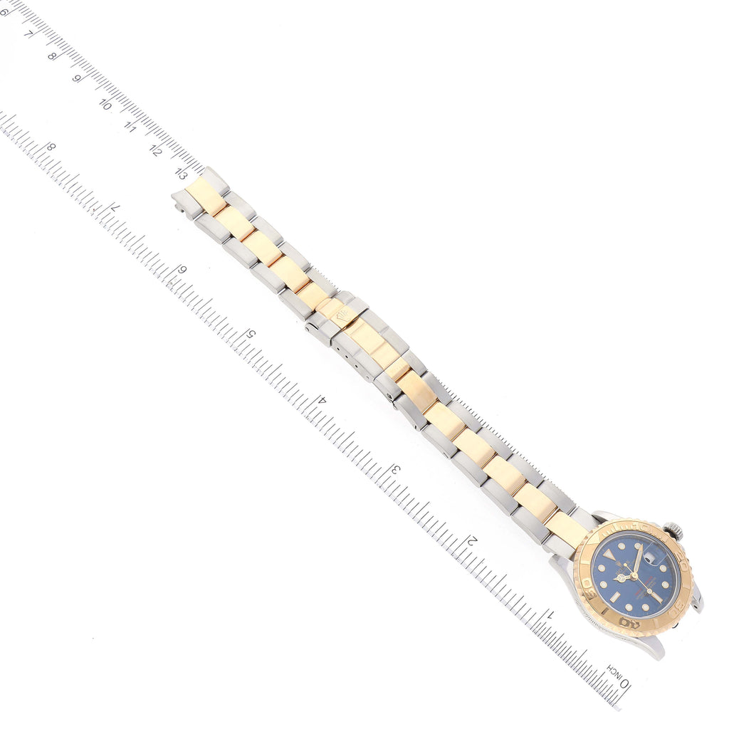 Rolex Yachtmaster 29 Steel Yellow Gold Blue Dial Ladies Watch 169623 Box Card