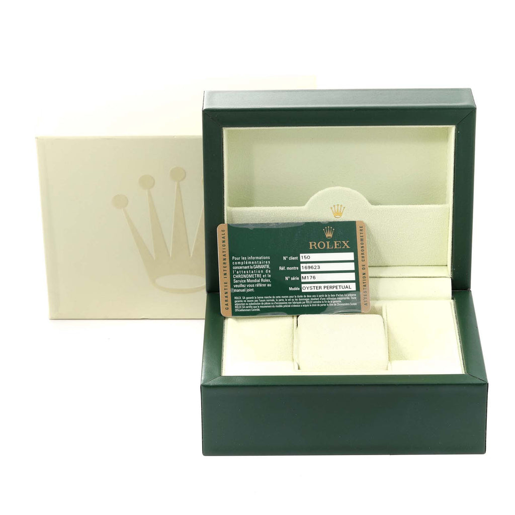 Rolex Yachtmaster 29 Steel Yellow Gold Blue Dial Ladies Watch 169623 Box Card