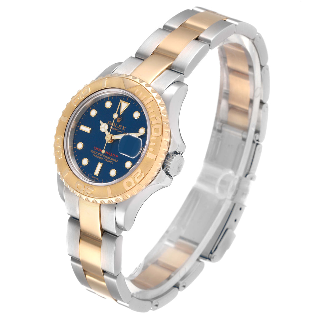 Rolex Yachtmaster 29 Steel Yellow Gold Blue Dial Watch 169623 Box Service Papers