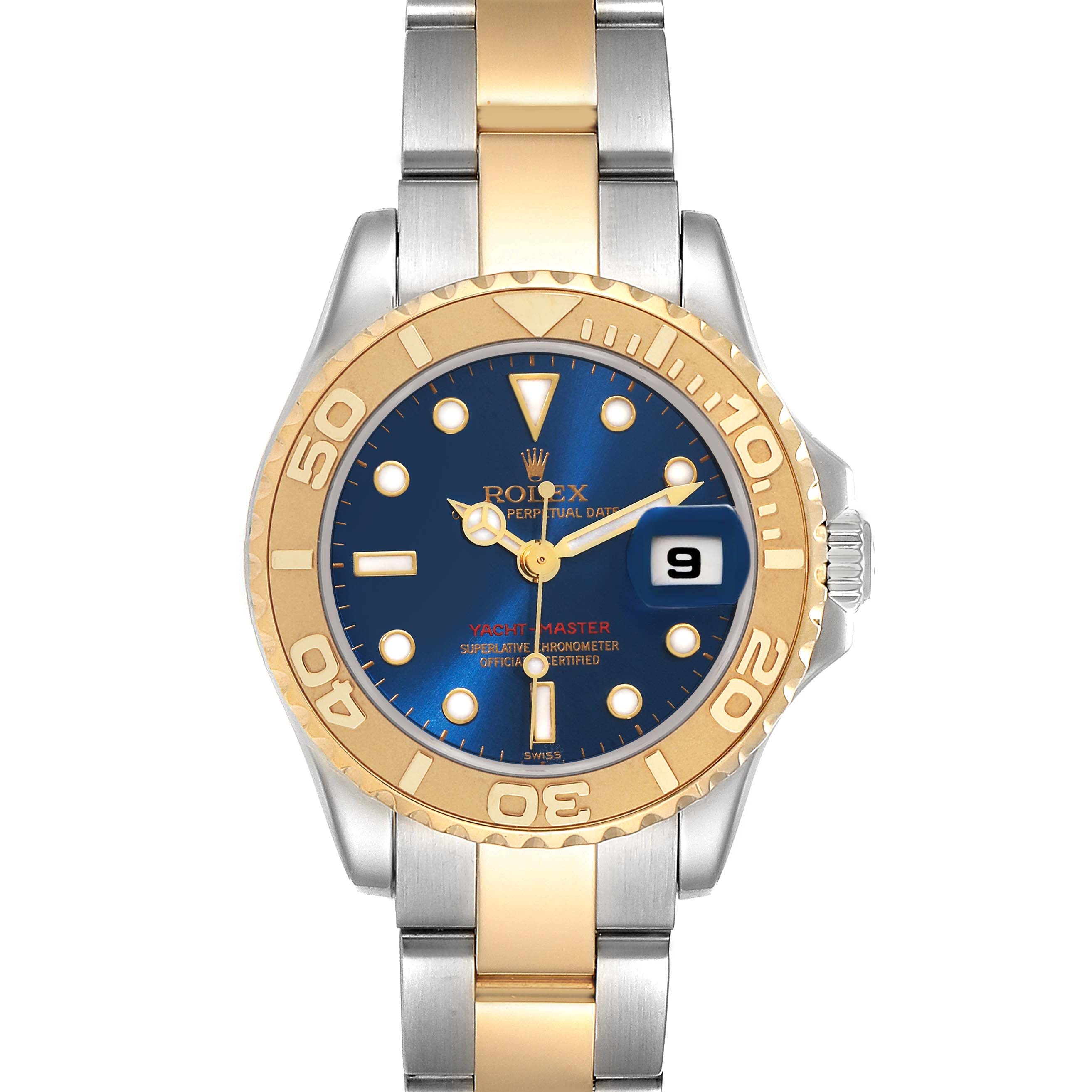 Rolex Yachtmaster 29 Steel Yellow Gold Blue Dial Watch 169623 Box Service Papers