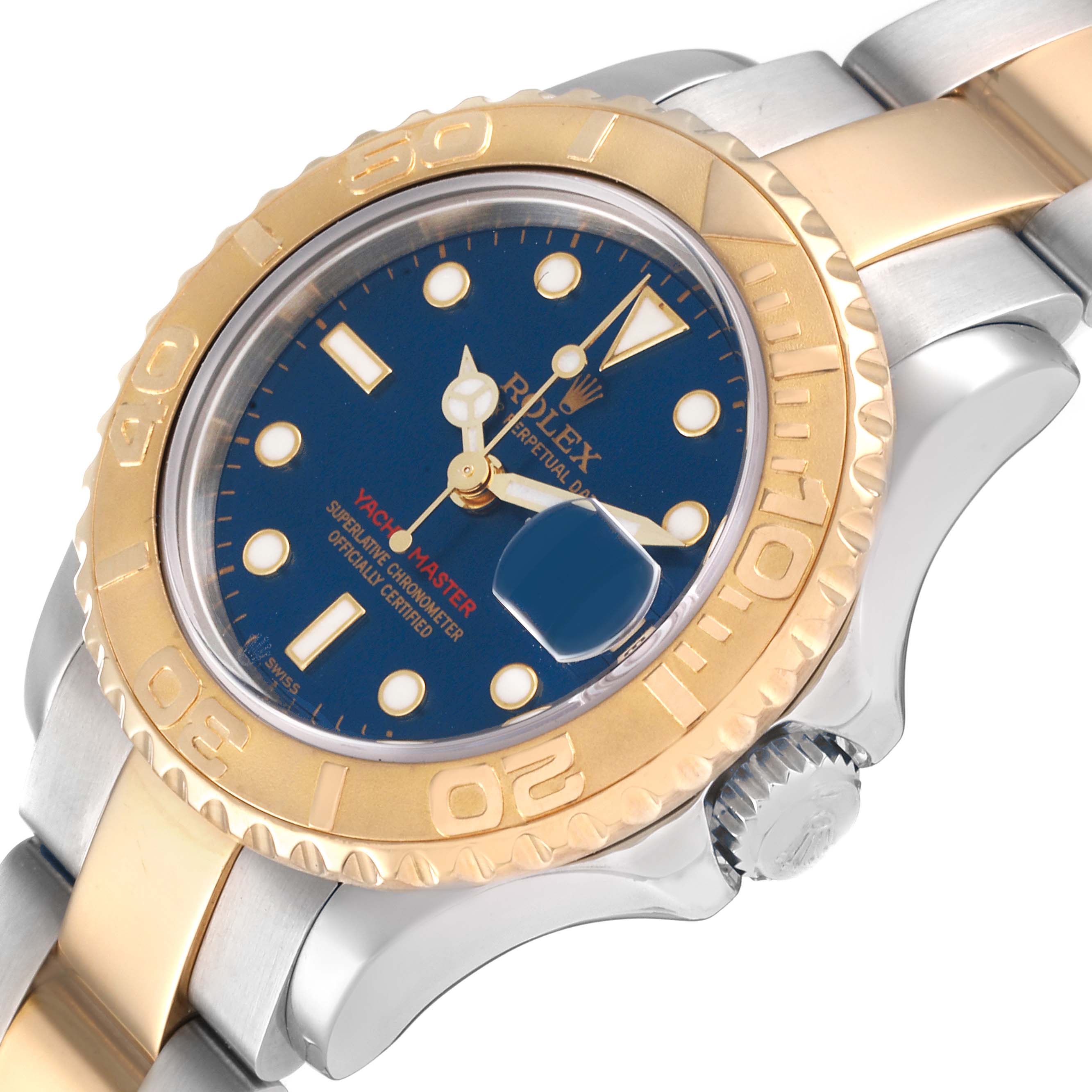 Rolex Yachtmaster 29 Steel Yellow Gold Blue Dial Watch 169623 Box Service Papers