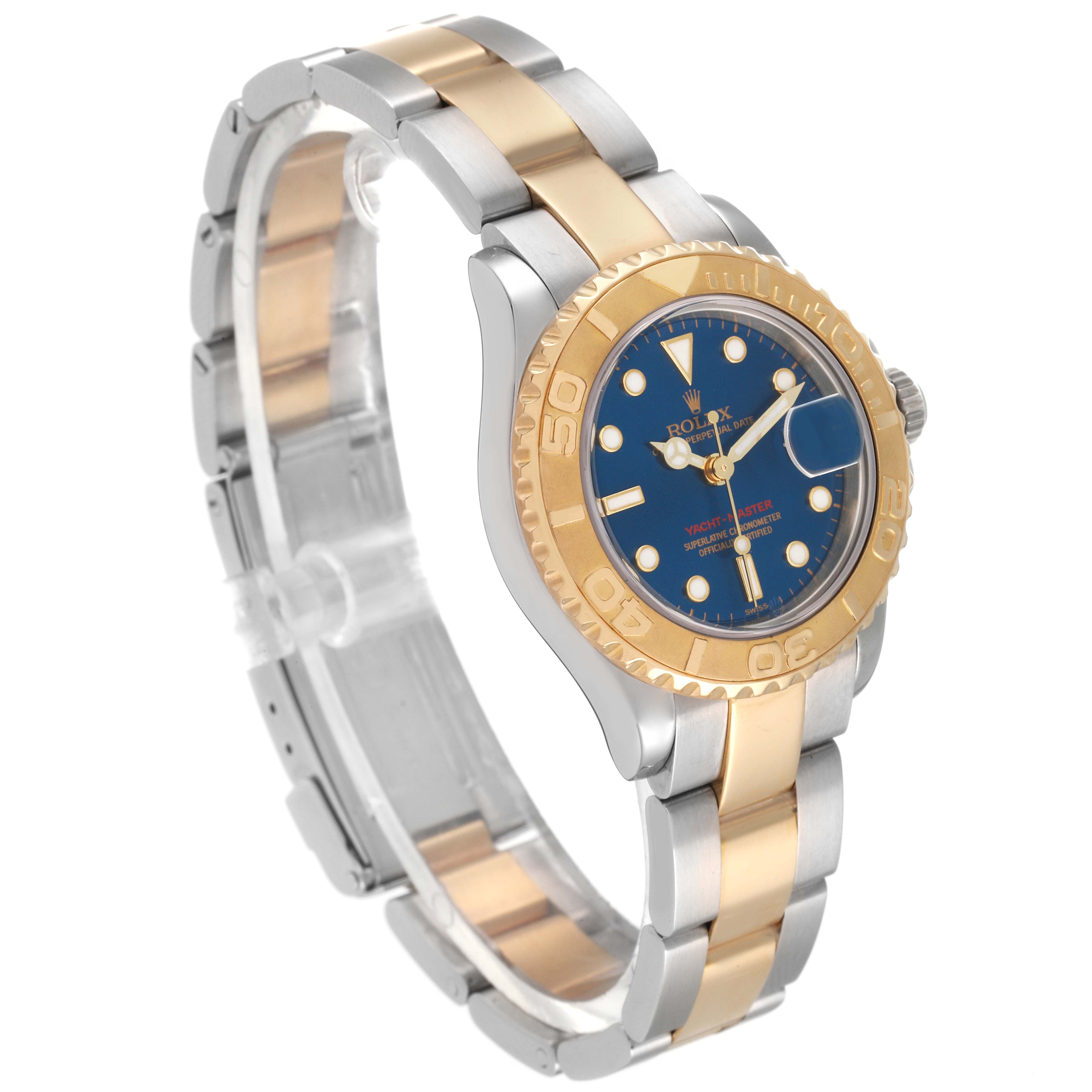 Rolex Yachtmaster 29 Steel Yellow Gold Blue Dial Watch 169623 Box Service Papers