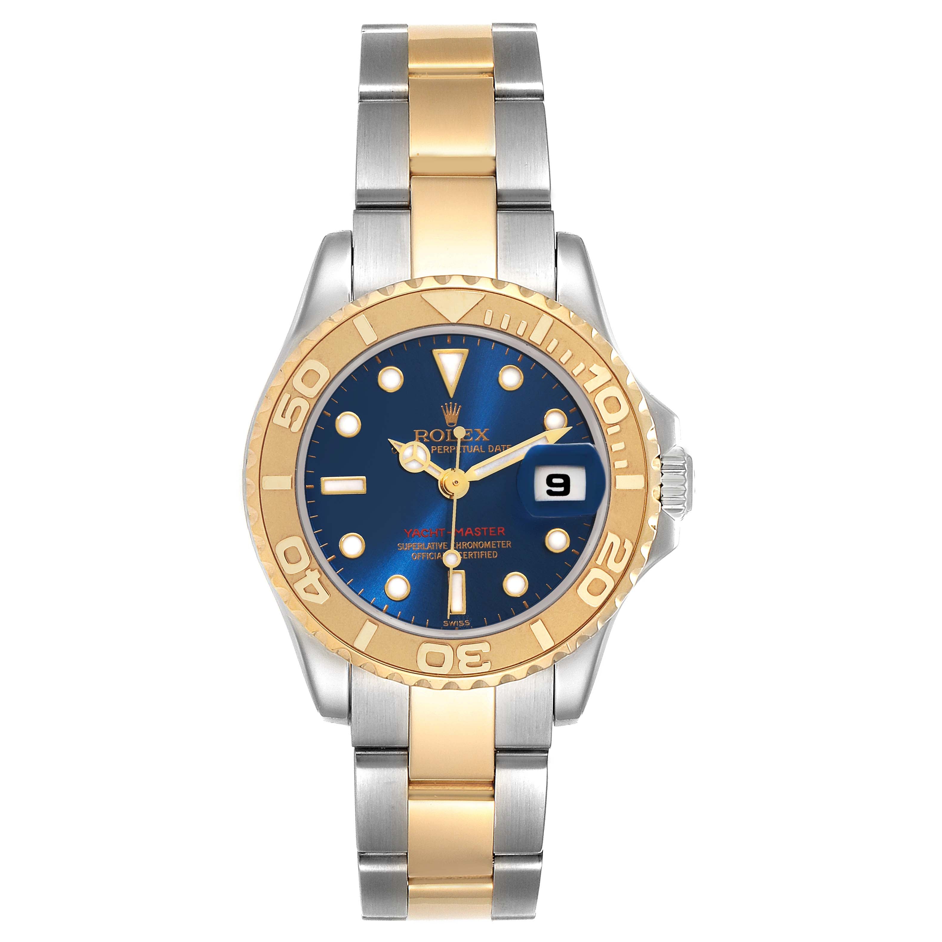 Rolex Yachtmaster 29 Steel Yellow Gold Blue Dial Watch 169623 Box Service Papers