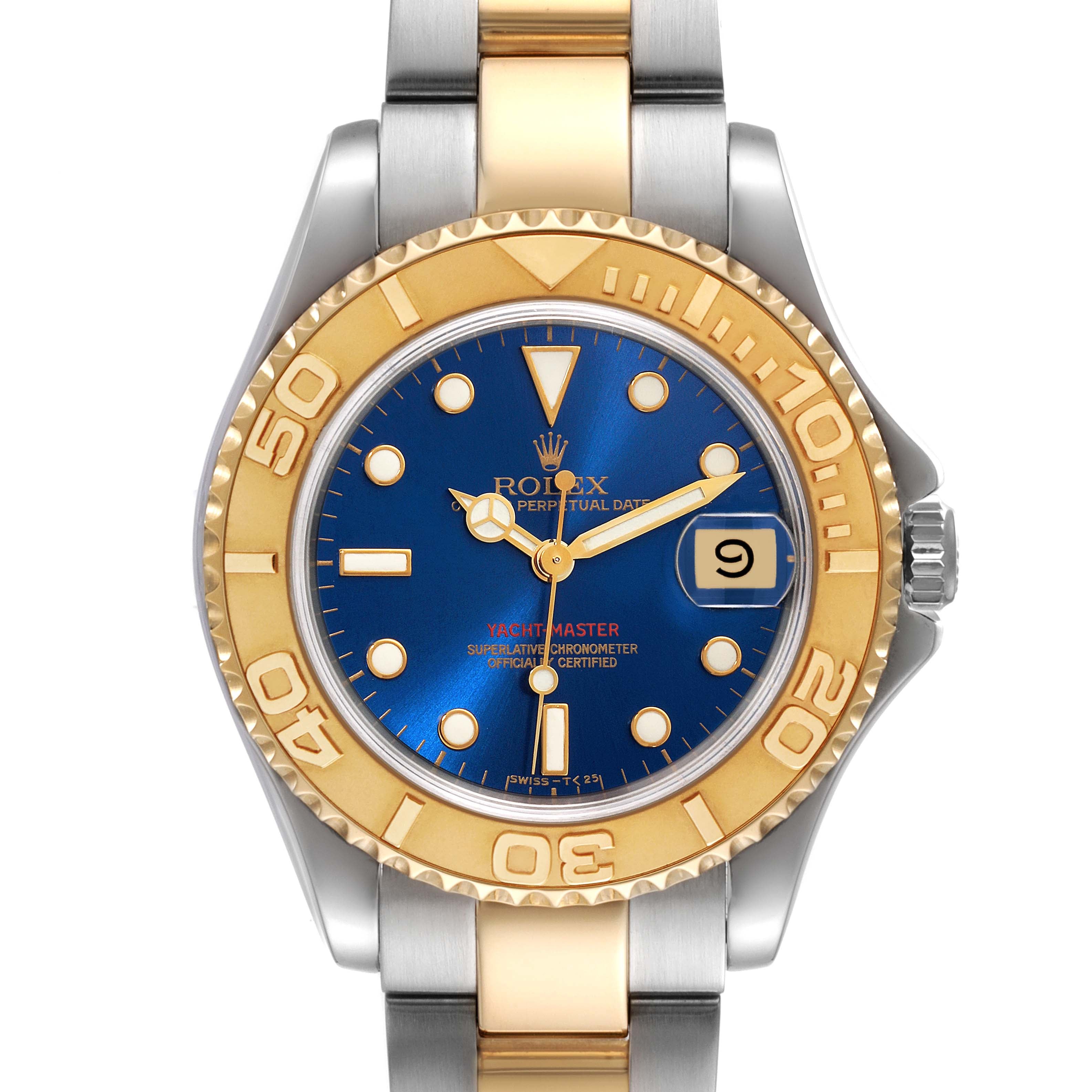 Rolex Yachtmaster 35 Midsize Steel Yellow Gold Blue Dial Mens Watch 68623