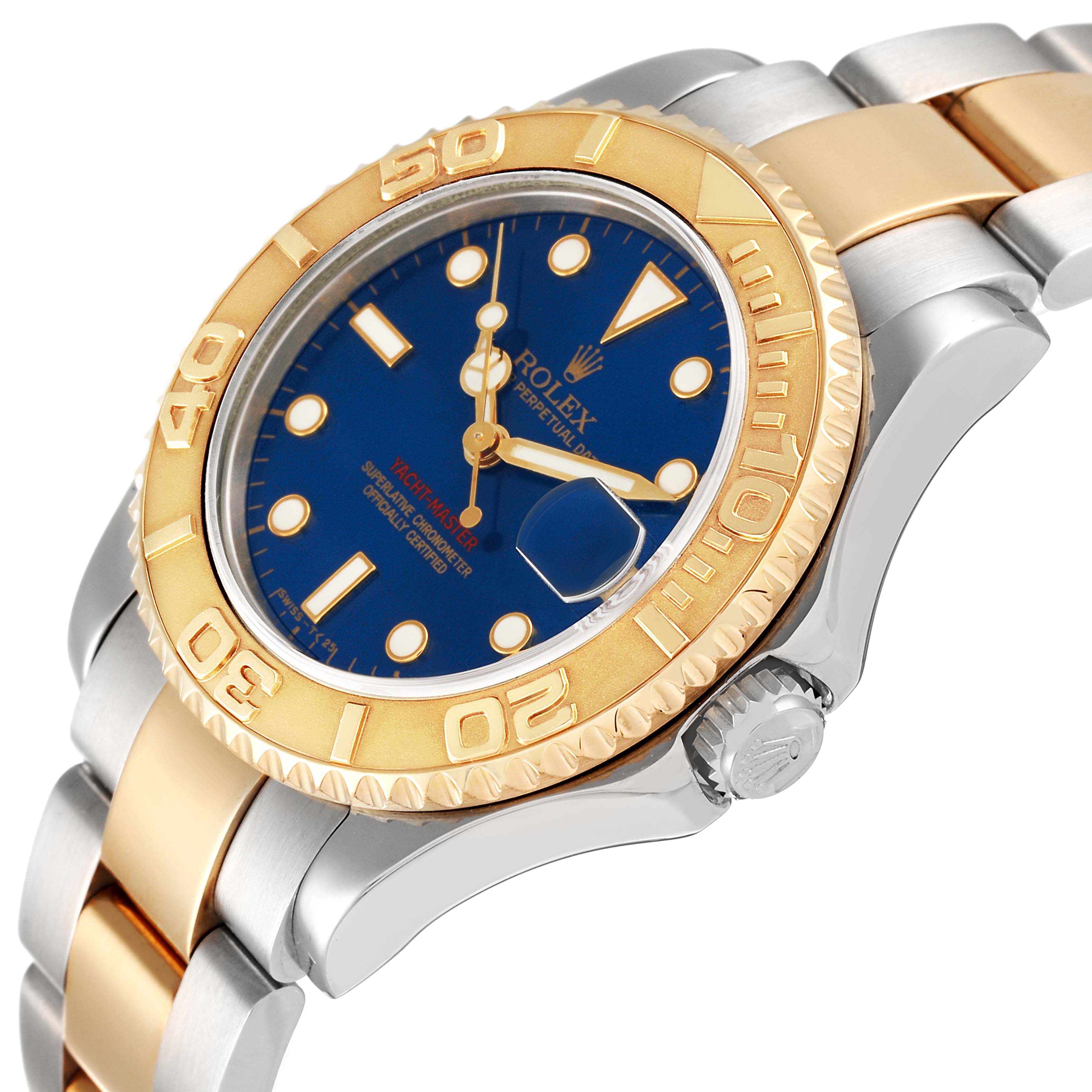 Rolex Yachtmaster 35 Midsize Steel Yellow Gold Blue Dial Mens Watch 68623