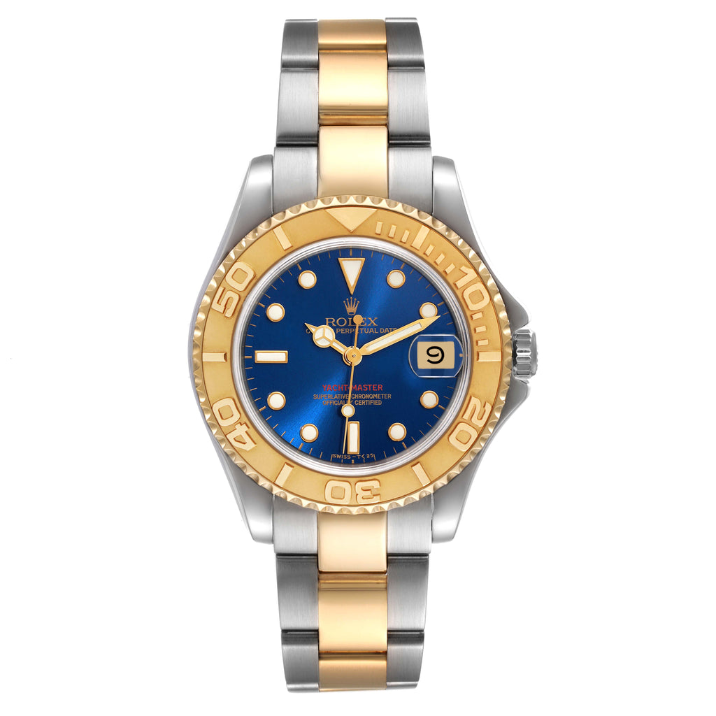Rolex Yachtmaster 35 Midsize Steel Yellow Gold Blue Dial Mens Watch 68623