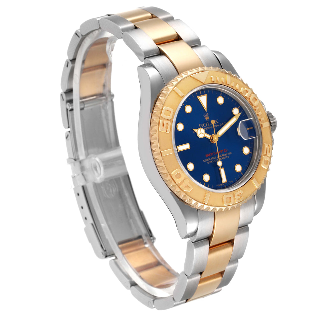 Rolex Yachtmaster 35 Midsize Steel Yellow Gold Blue Dial Mens Watch 68623