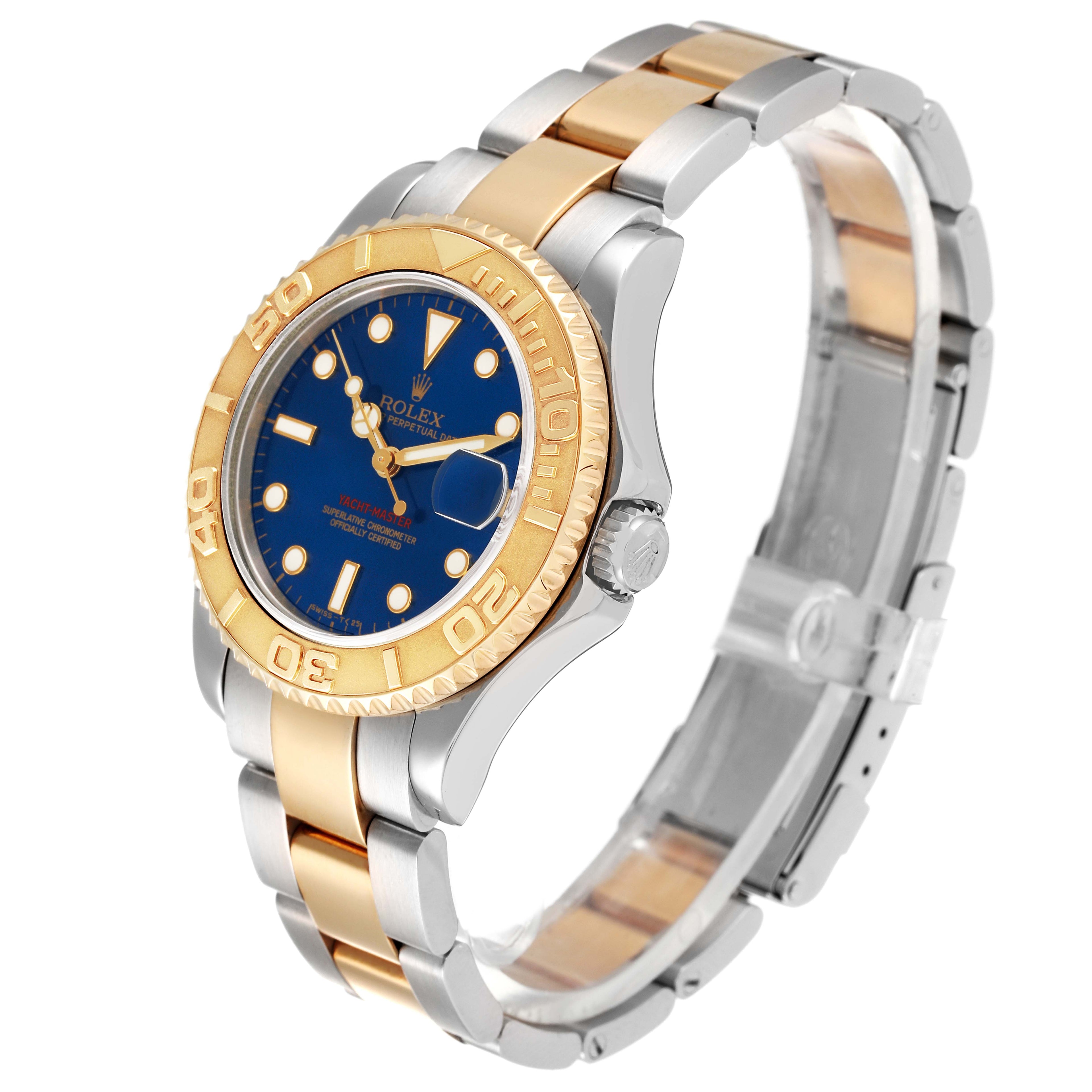 Rolex Yachtmaster 35 Midsize Steel Yellow Gold Blue Dial Mens Watch 68623