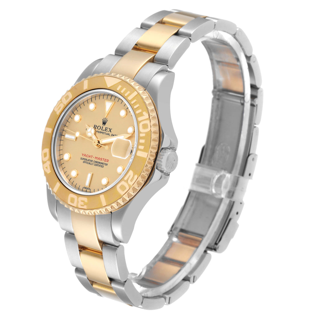 Rolex Yachtmaster 35 Midsize Steel Yellow Gold Mens Watch 168623 Box Papers