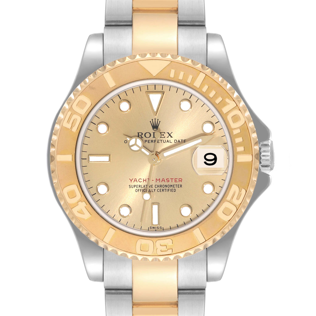 Rolex Yachtmaster 35 Midsize Steel Yellow Gold Mens Watch 168623 Box Papers