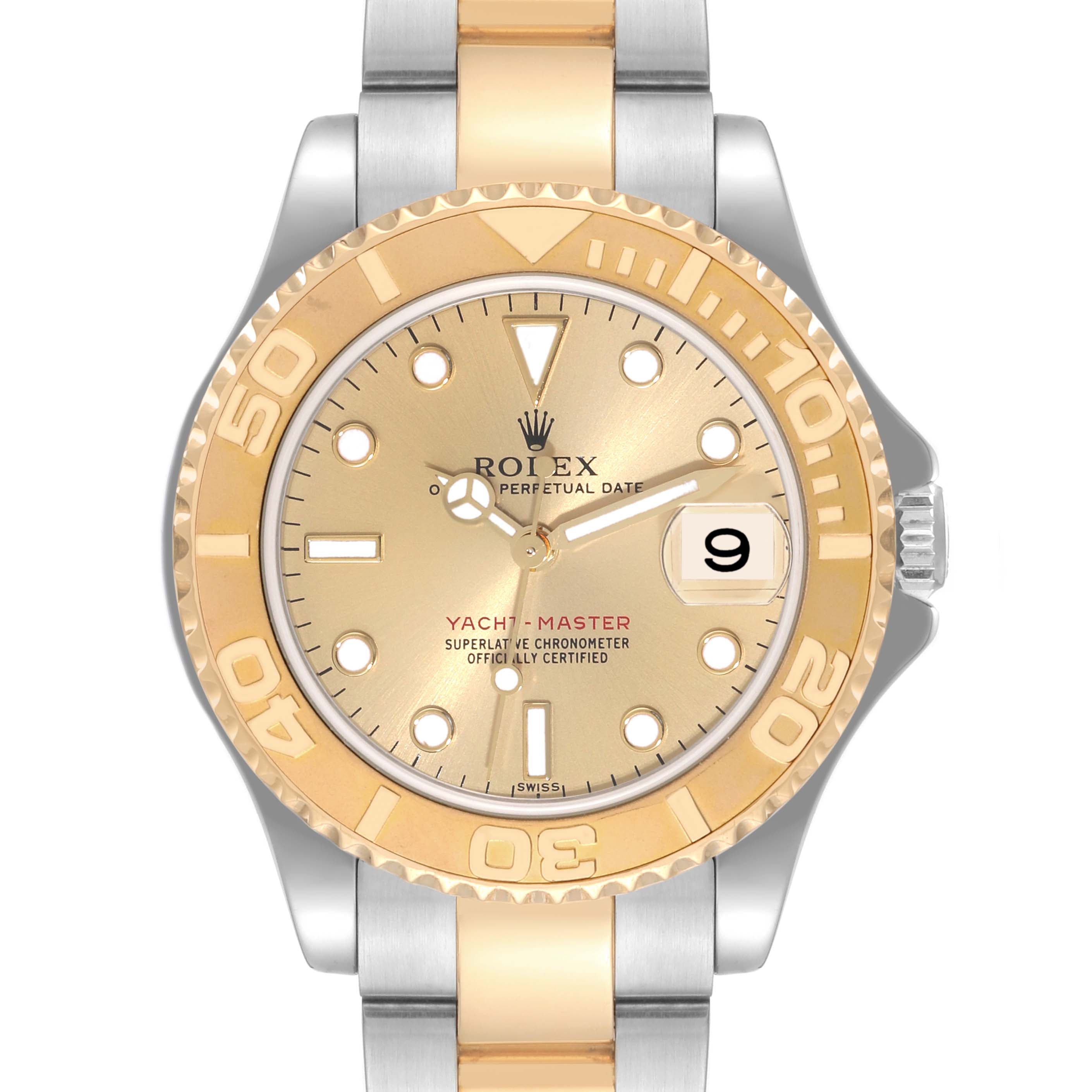 Rolex Yachtmaster 35 Midsize Steel Yellow Gold Mens Watch 168623 Box Papers