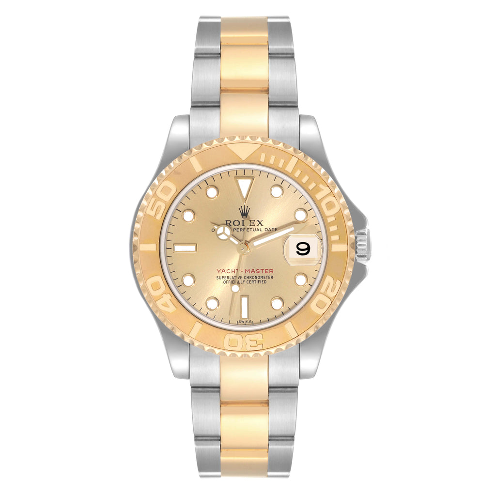 Rolex Yachtmaster 35 Midsize Steel Yellow Gold Mens Watch 168623 Box Papers