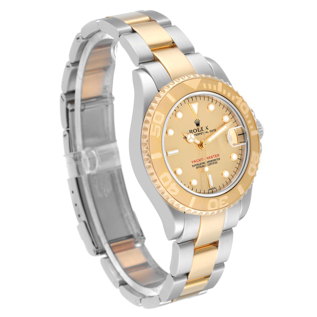 Rolex Yachtmaster 35 Midsize Steel Yellow Gold Mens Watch 168623 Box Papers