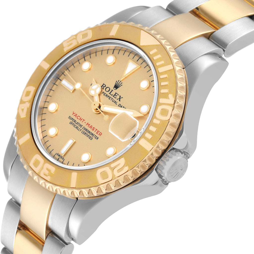 Rolex Yachtmaster 35 Midsize Steel Yellow Gold Mens Watch 168623 Box Papers
