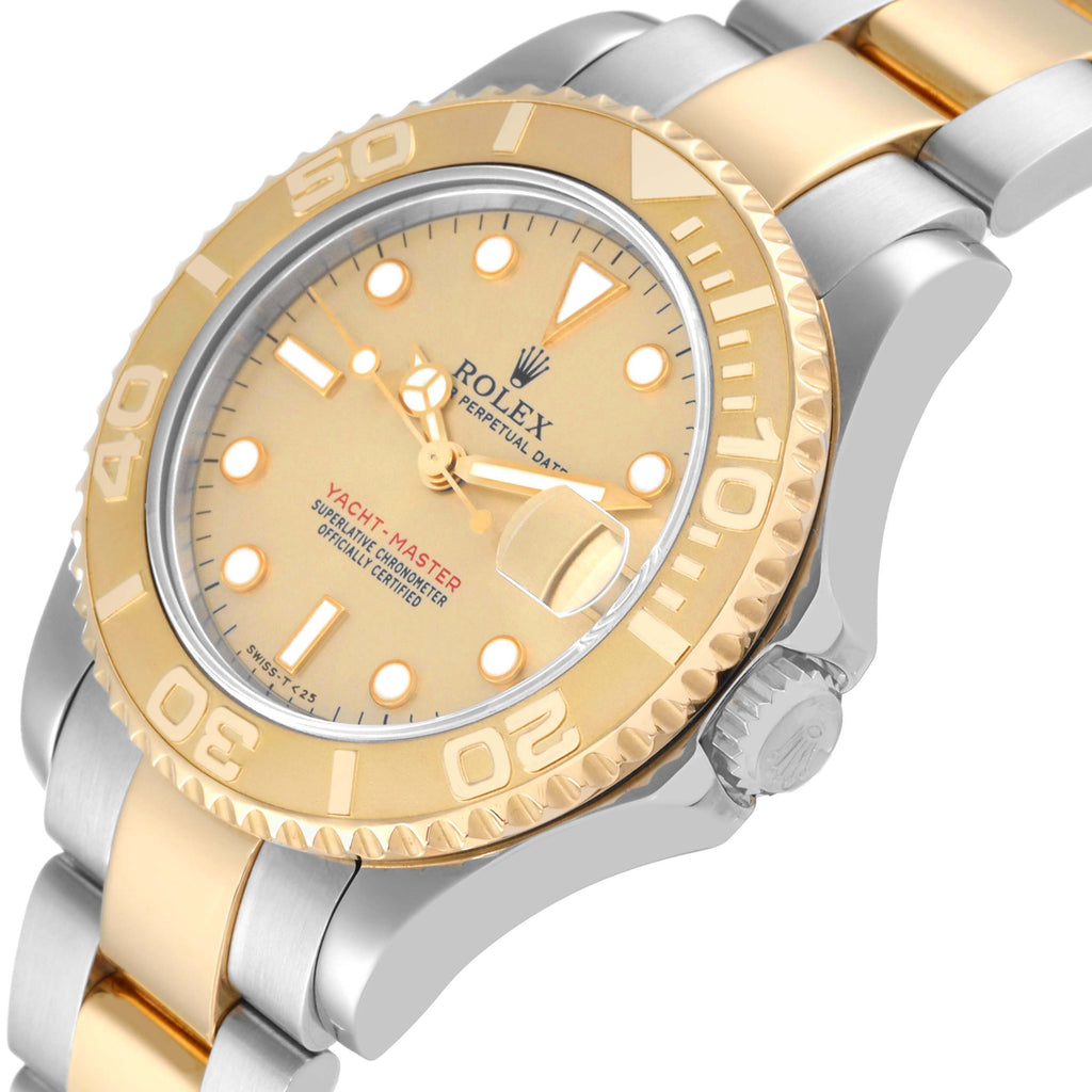 Rolex Yachtmaster 35 Midsize Steel Yellow Gold Mens Watch 68623 Box Papers