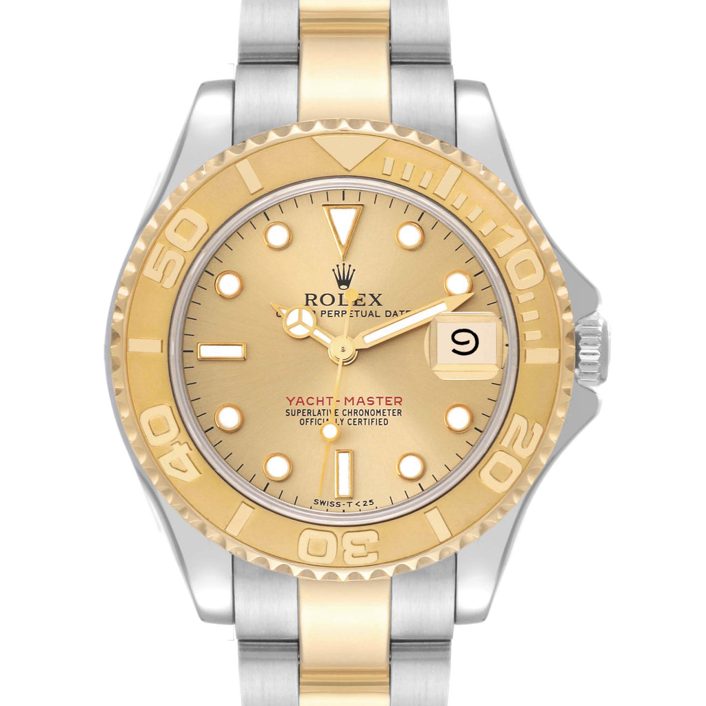 Rolex Yachtmaster 35 Midsize Steel Yellow Gold Mens Watch 68623 Box Papers