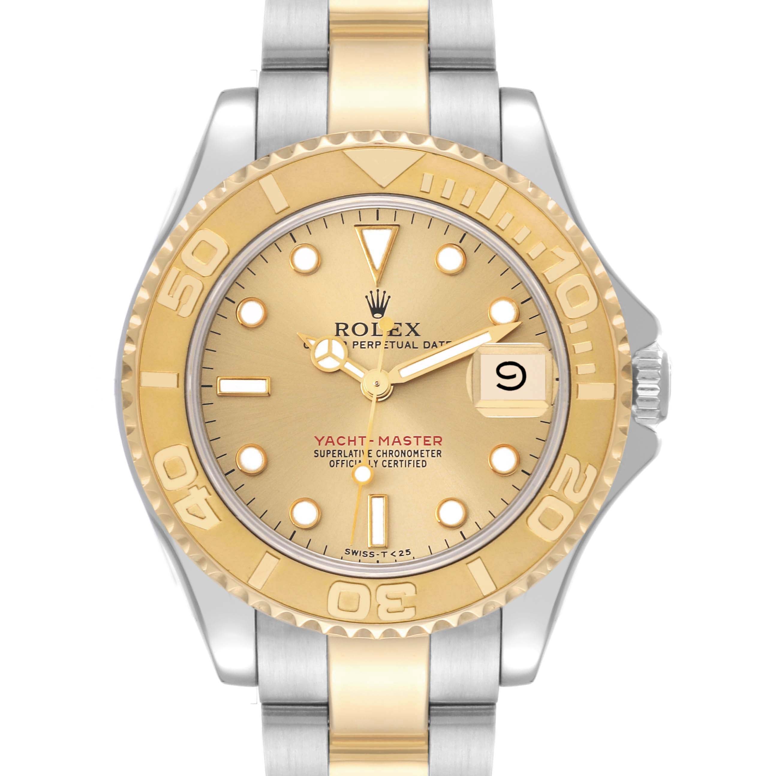 Rolex Yachtmaster 35 Midsize Steel Yellow Gold Mens Watch 68623 Box Papers