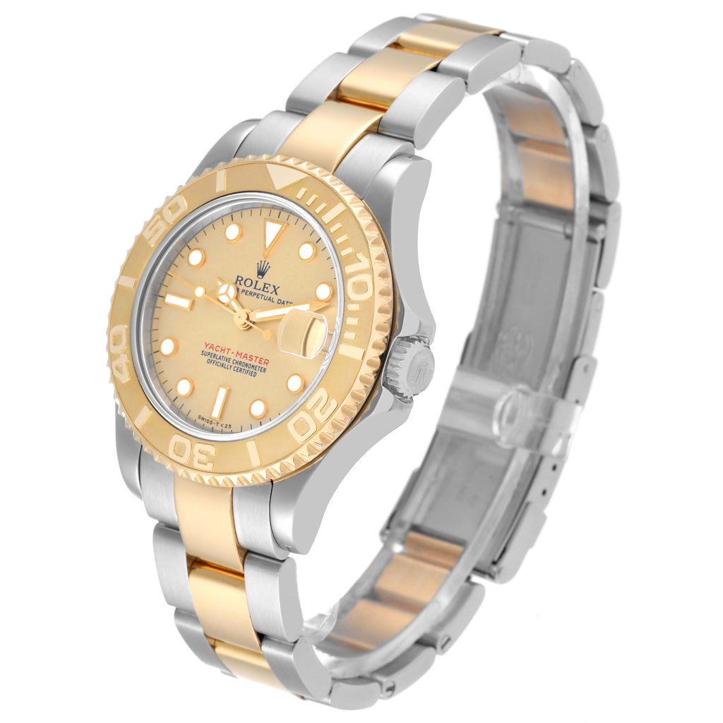 Rolex Yachtmaster 35 Midsize Steel Yellow Gold Mens Watch 68623 Box Papers