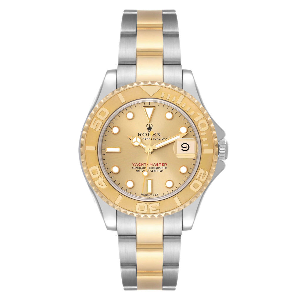Rolex Yachtmaster 35 Midsize Steel Yellow Gold Mens Watch 68623 Box Papers