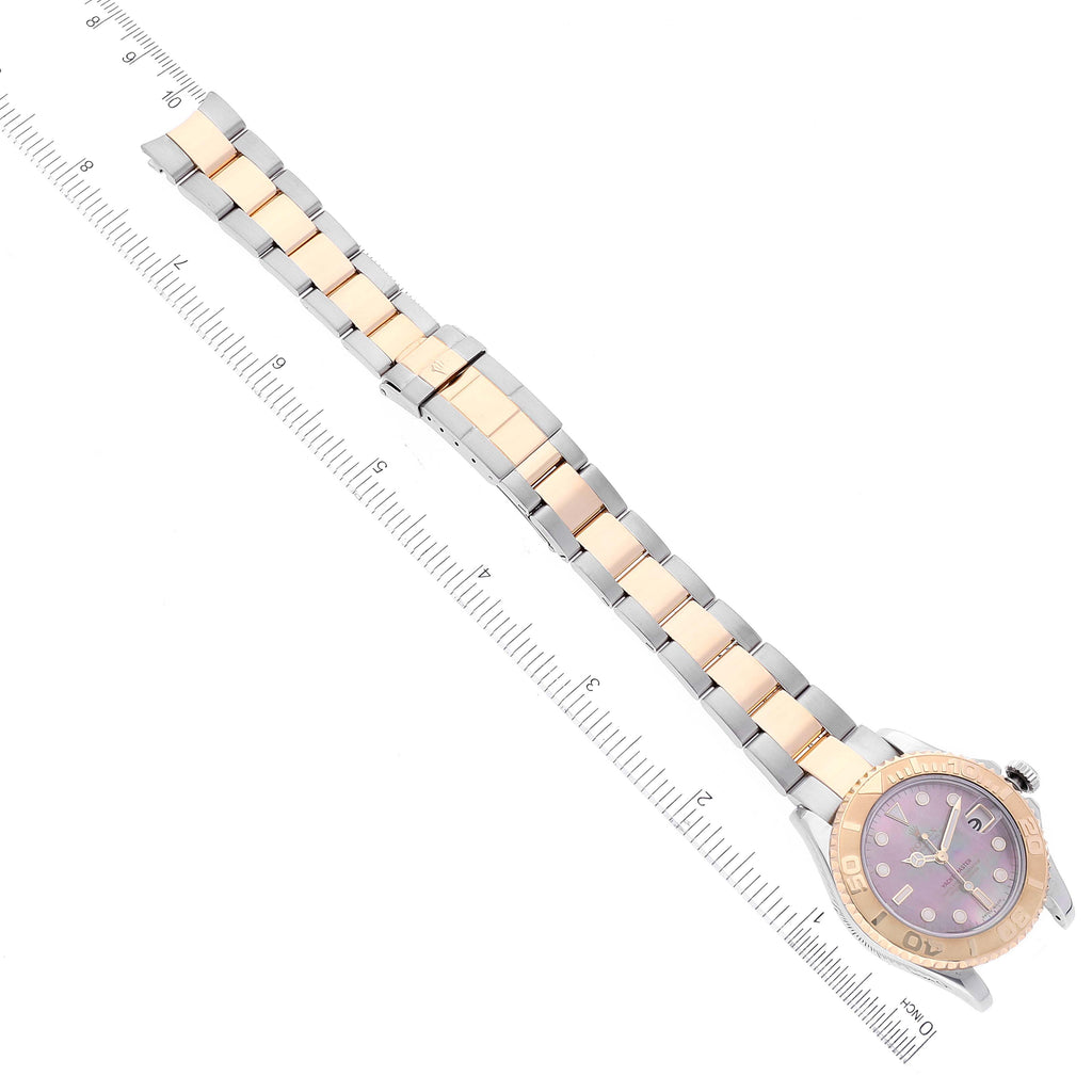 Rolex Yachtmaster 35 Midsize Steel Yellow Gold Mother of Pearl Mens Watch 168623 Box Papers