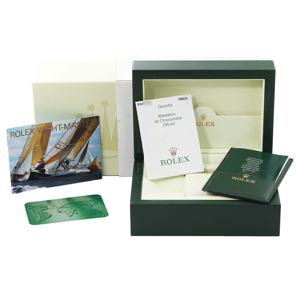 Rolex Yachtmaster 35 Midsize Steel Yellow Gold Mother of Pearl Mens Watch 168623 Box Papers
