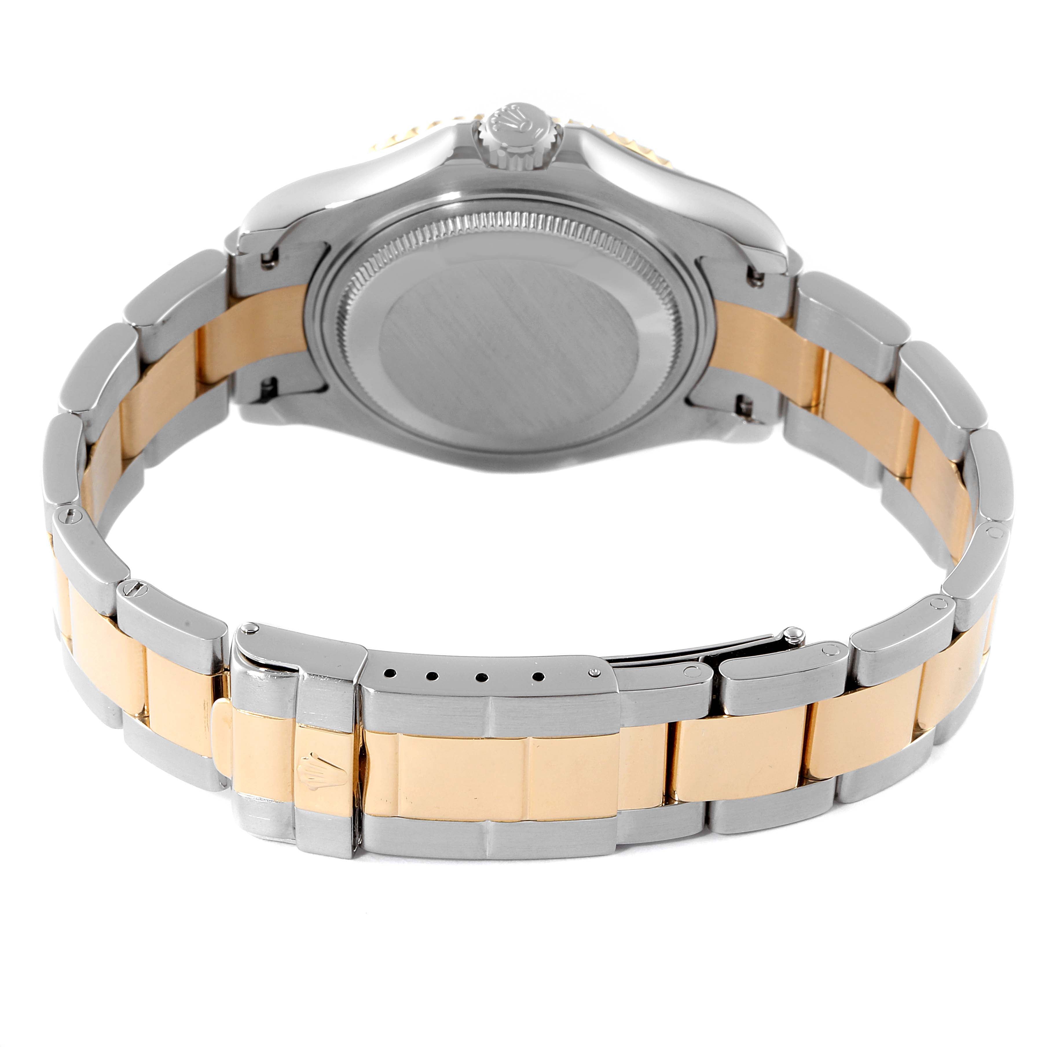Rolex Yachtmaster 35 Midsize Steel Yellow Gold Mother of Pearl Mens Watch 168623 Box Papers
