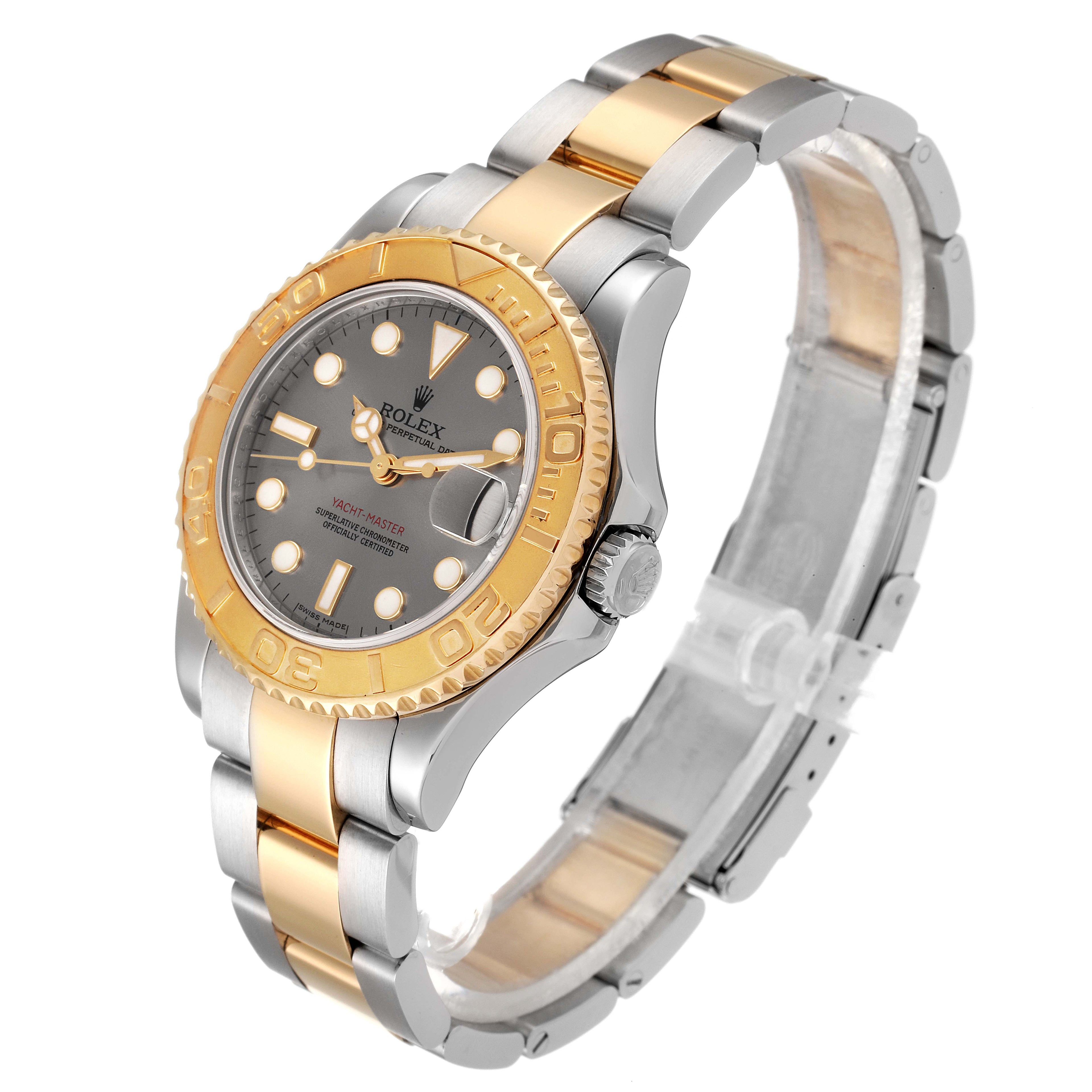 Rolex Yachtmaster 35 Midsize Steel Yellow Gold Slate Dial Mens Watch 168623