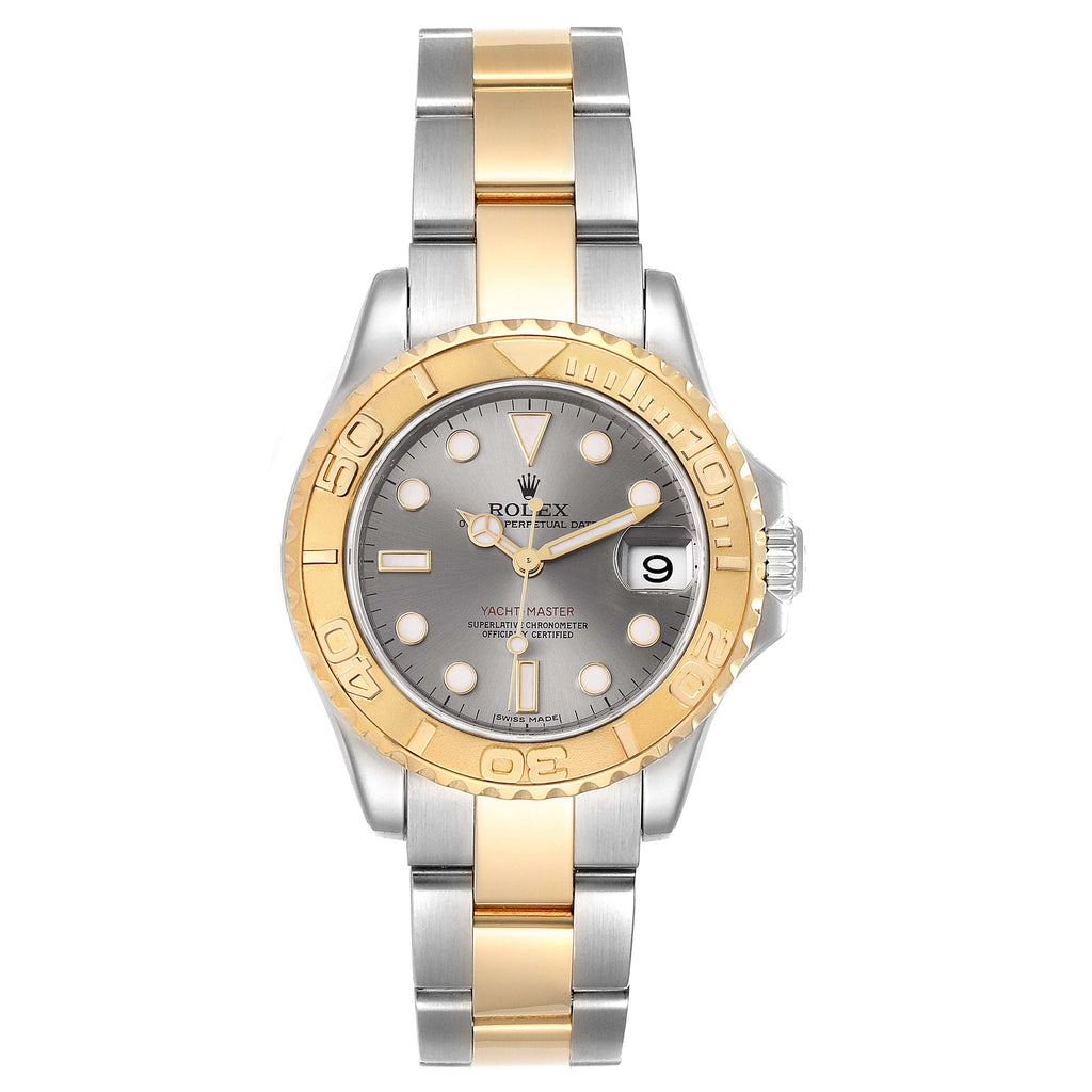 Rolex Yachtmaster 35 Midsize Steel Yellow Gold Slate Dial Mens Watch 168623