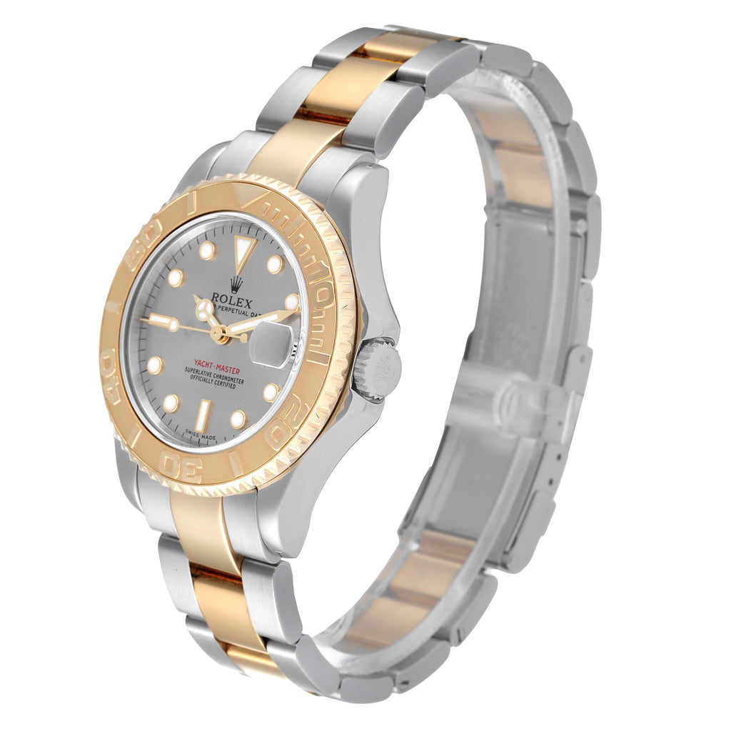 Rolex Yachtmaster 35 Midsize Steel Yellow Gold Grey Dial Mens Watch 168623