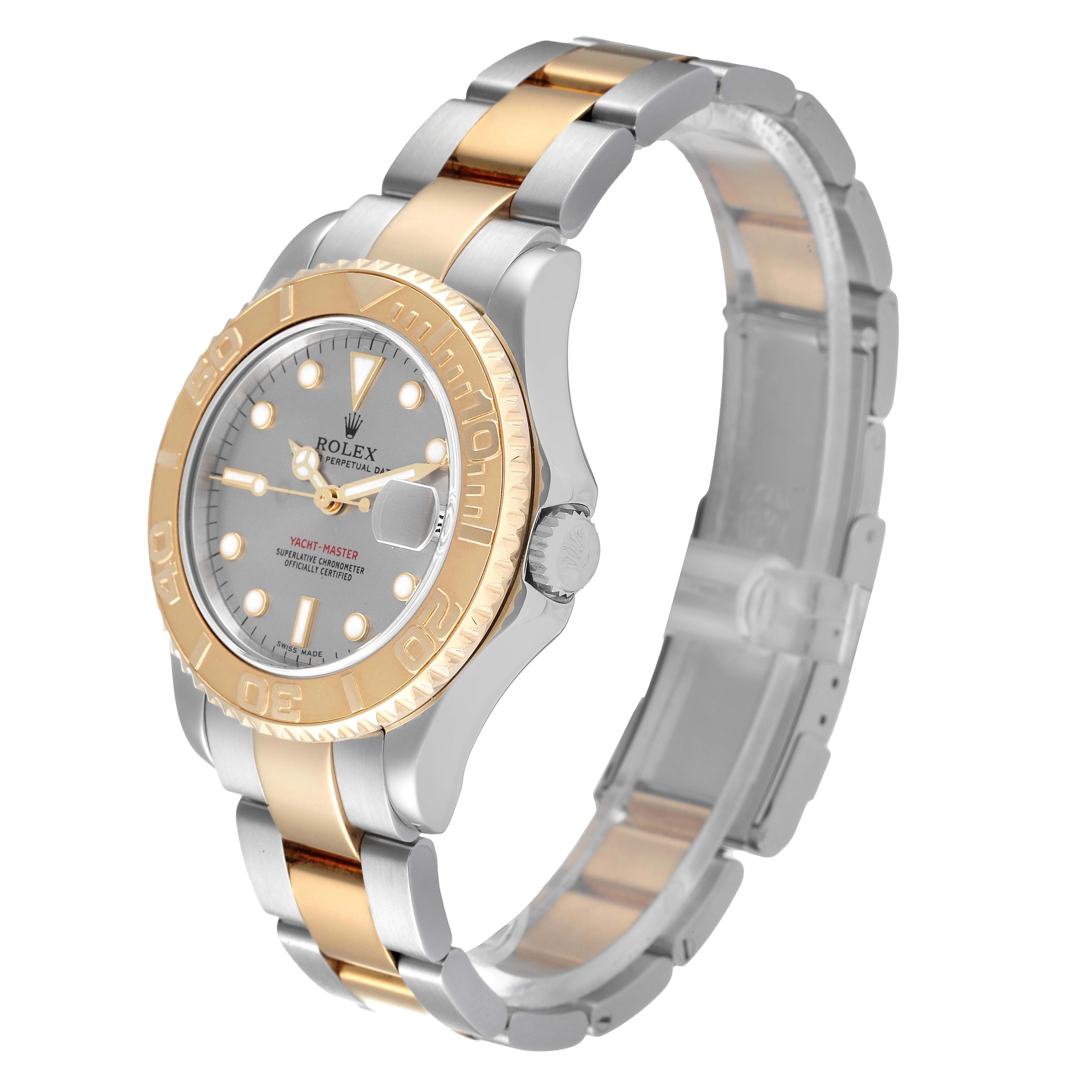Rolex Yachtmaster 35 Midsize Steel Yellow Gold Grey Dial Mens Watch 168623
