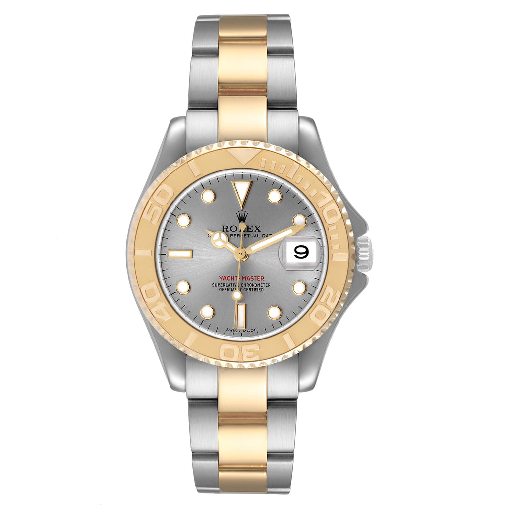 Rolex Yachtmaster 35 Midsize Steel Yellow Gold Grey Dial Mens Watch 168623