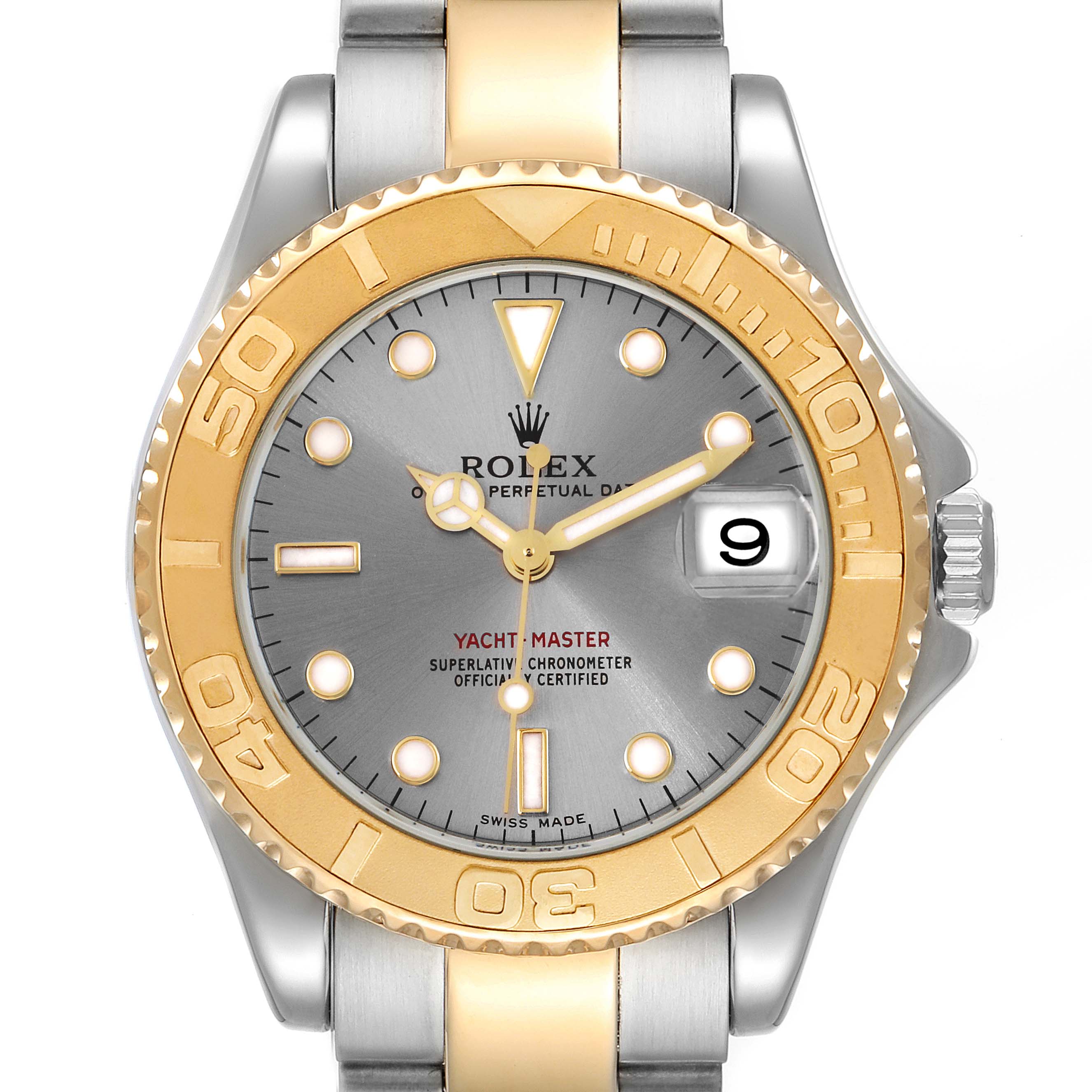 Rolex Yachtmaster 35 Midsize Steel Yellow Gold Watch 168623 Box Papers